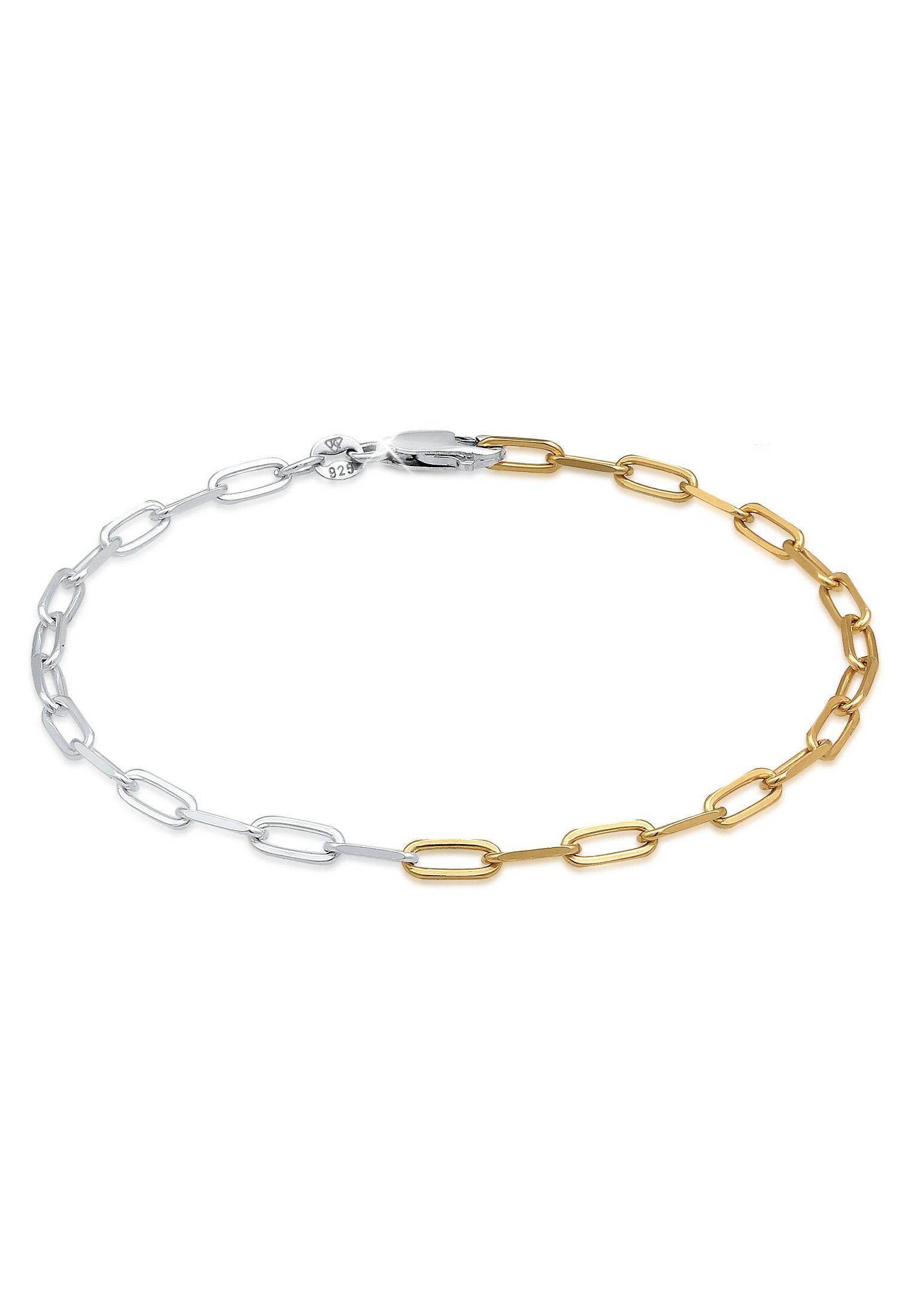 Elli Gliederarmband Glieder Oval Grob Basic Bi-Color Optik 925 Silber günstig online kaufen