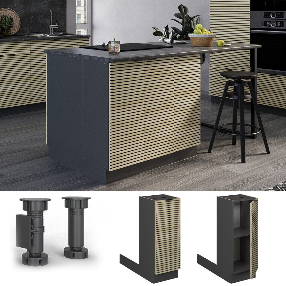 Vicco Unterschrank Fame-Line, Eiche Paneel/Anthrazit, 30 günstig online kaufen