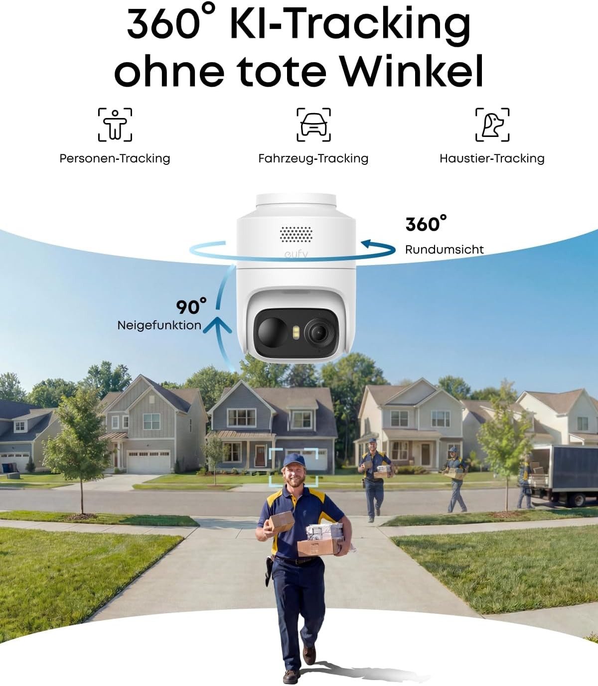 Anker eufy Überwachungskamera C37, kabellose 2K Outdoor-Überwachungskameras mit 360° KI-Tracking (4-tlg) – Bild 2 von 5