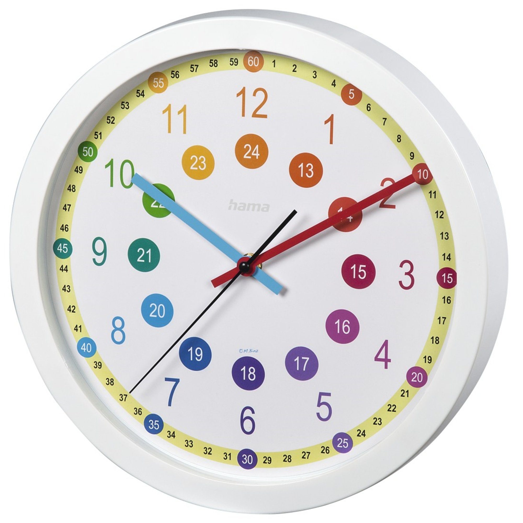 Wanduhr Bunt "Easy-Learning", Hama Kinder-Wanduhr