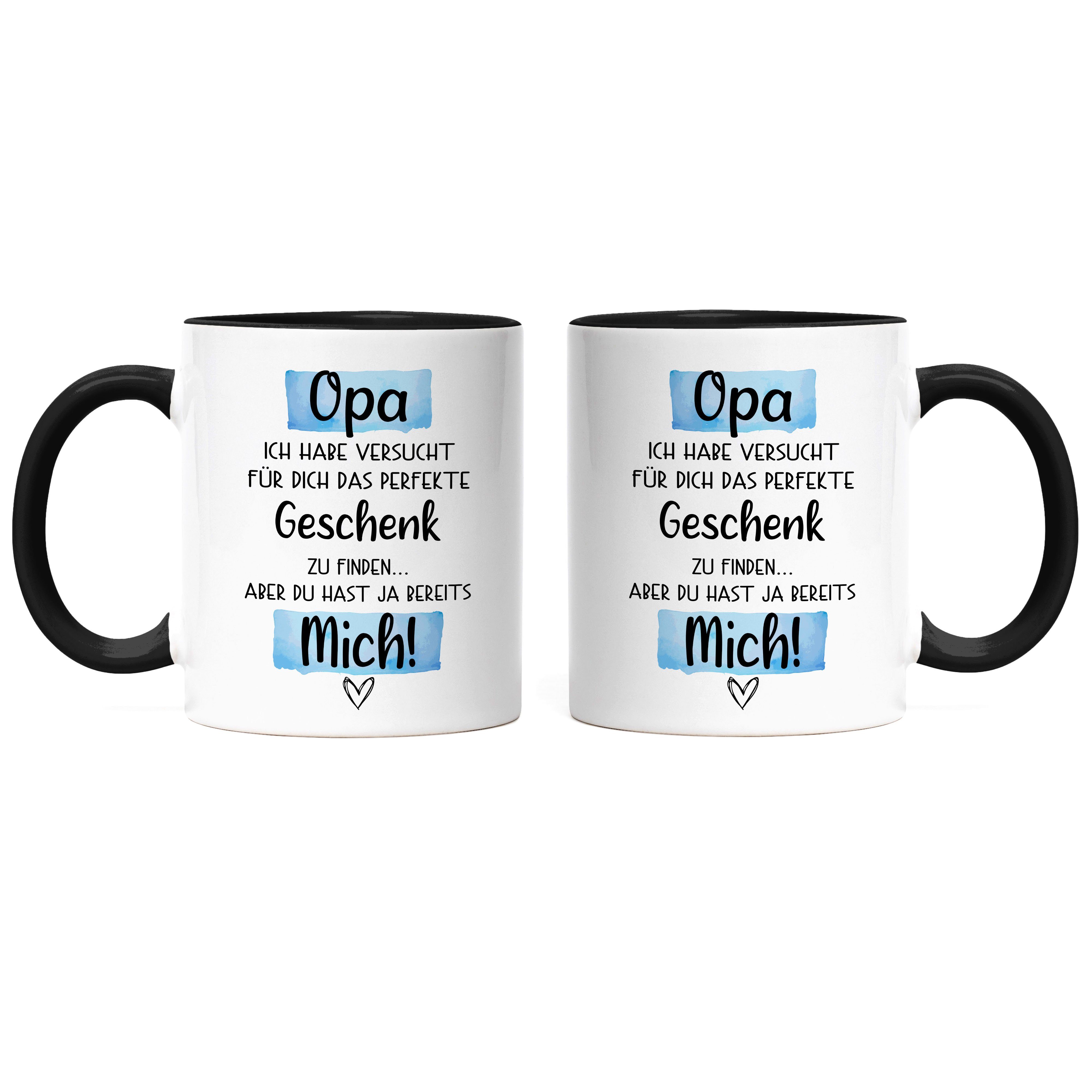 Opa Tasse Opi Bester Geschenk Tasse Geschenkidee Lustig Hey!Print Großvater Schwarz Vatertag