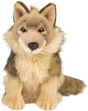 Uni-Toys Kuscheltier Wolf sitzend - 25 cm (Höhe) - Plüsch-Wolf, Lupus - Plüschtier, zu 100 % recyceltes Füllmaterial