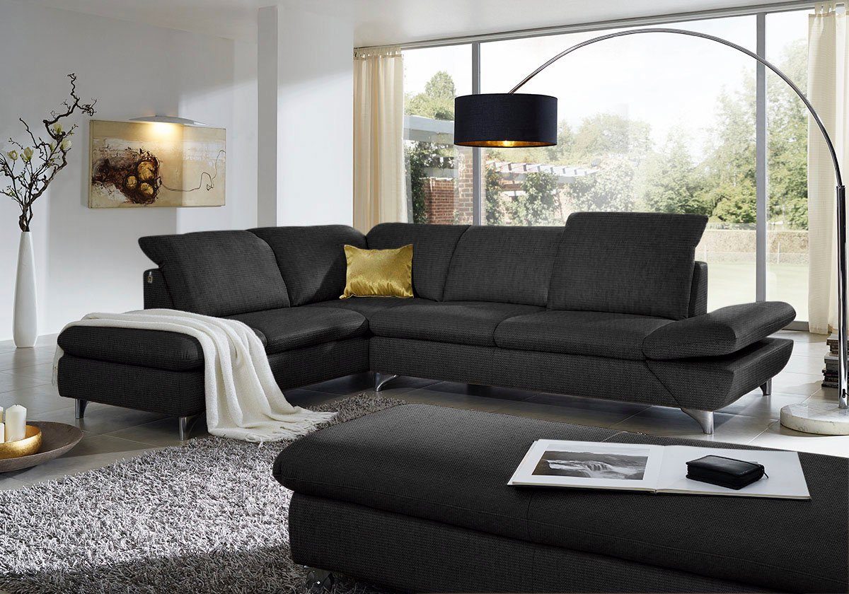 W.SCHILLIG Ecksofa Taoo, elegant und zeitlos, bequem, L-Form, Breite 296cm, mit Sitziefenverstellung & Kopfteilverstellung