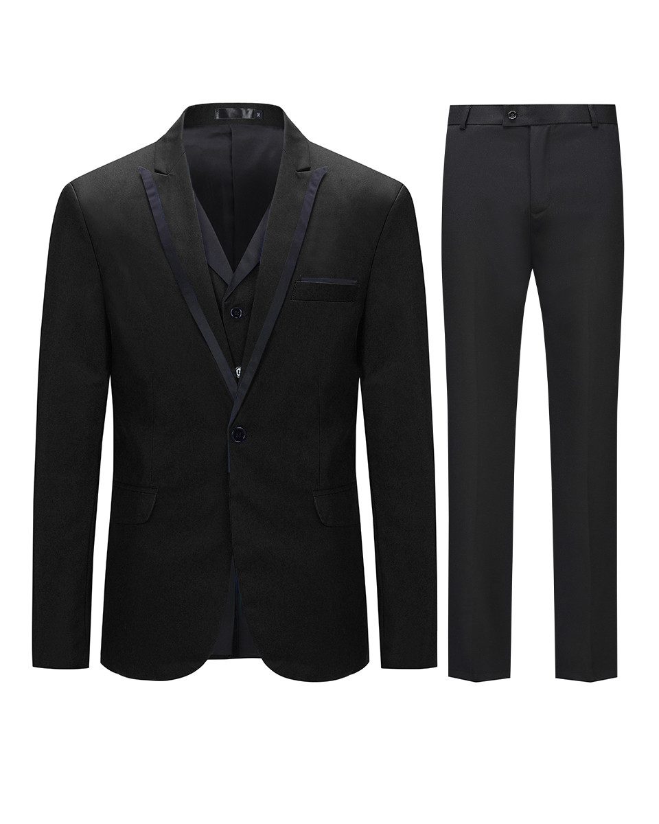 Allthemen Anzug (3 tlg) Slim Fit Elegante Костюмы mit Spitzen Revers