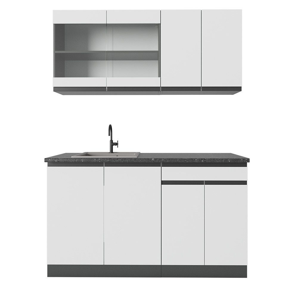 Vicco Küchenzeile R-Line, Weiß/Anthrazit, 140 cm günstig online kaufen