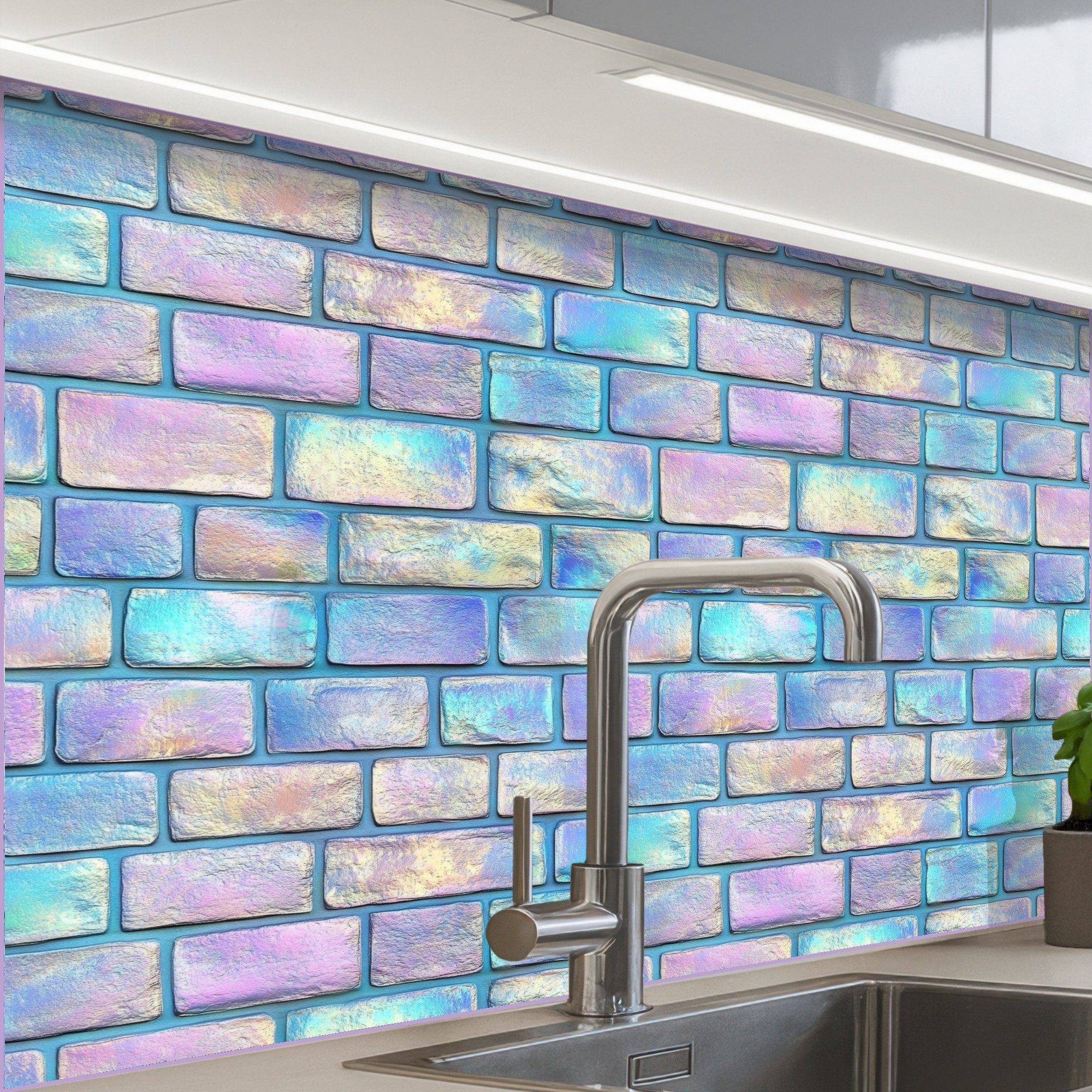 KitchenYeah Küchenrückwand Muster selbstklebend (keine Folie) Regenbogen - Glanz - Stein, (1-tlg), Spritzschutz, Küche, Rückwand, Küchenwand, Küchenfront, 30x20 cm