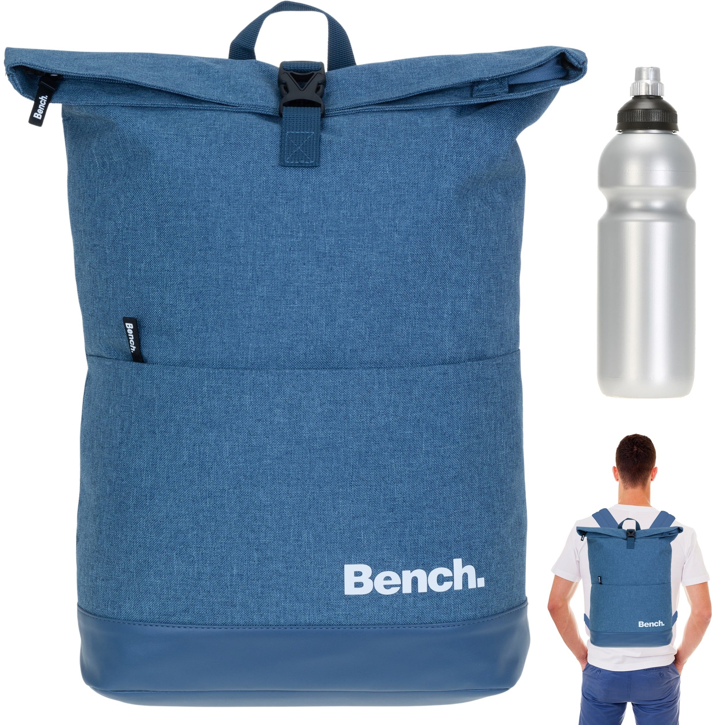 Rucksack Damen Herren Kurierrucksack Laptop Fach Roll-Top