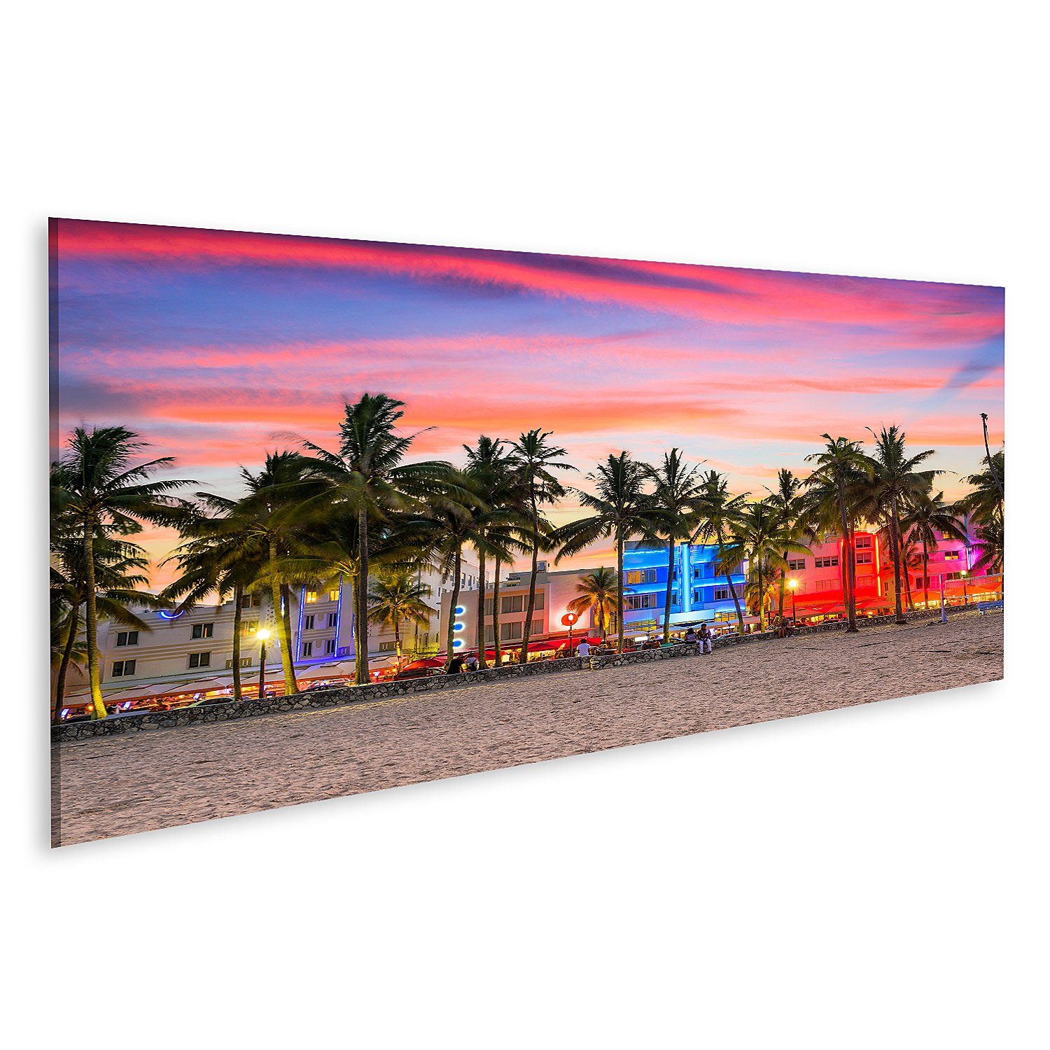 islandburner Leinwandbild Bild auf Leinwand Miami Florida Usa Stadtbild am Strand von Miami am O