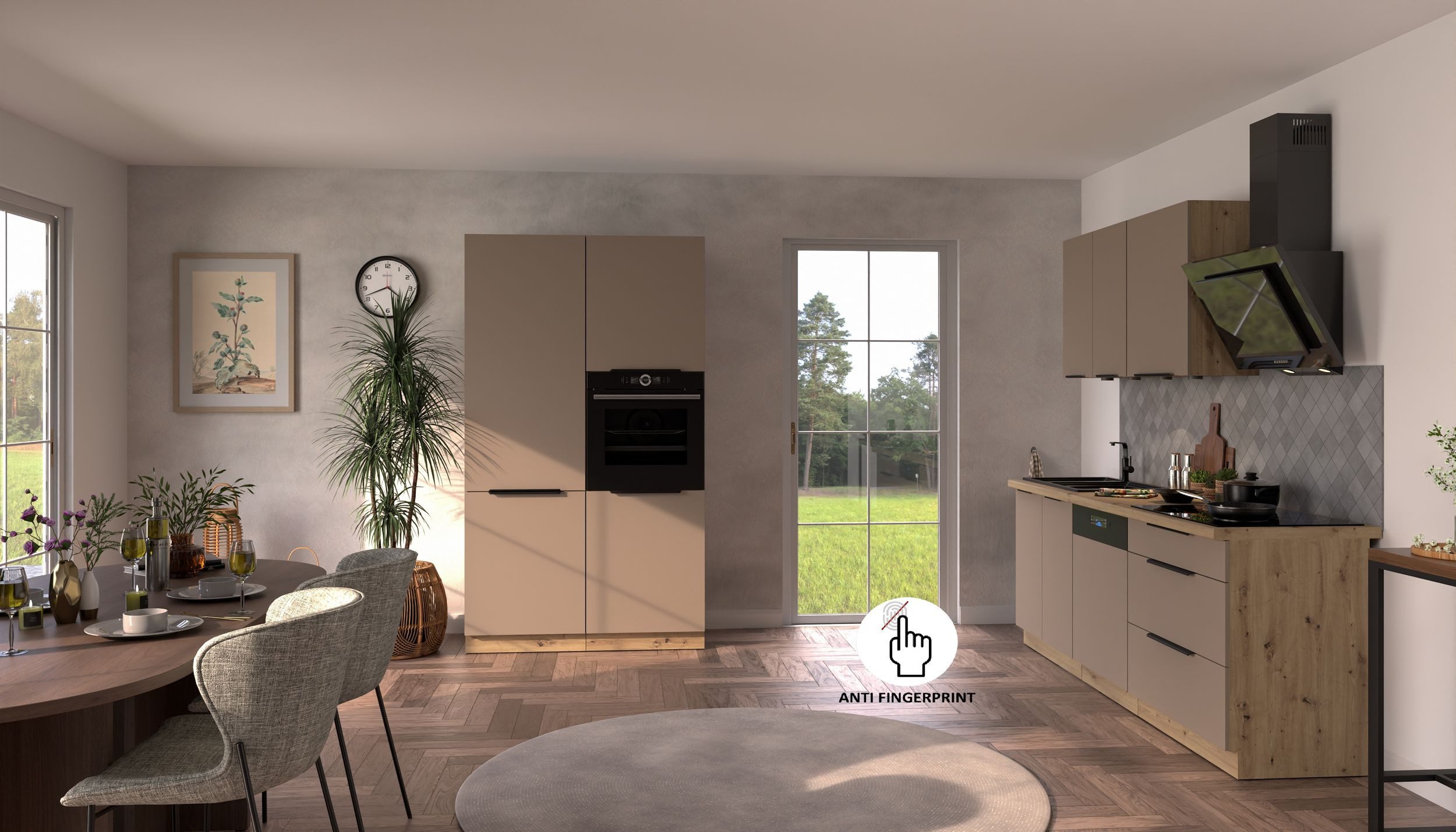 Küchen-Preisbombe Küchenzeile ARIA K-AR - 220 + 120cm Anti Fingerprint Küchenblock Küche Einbauküche