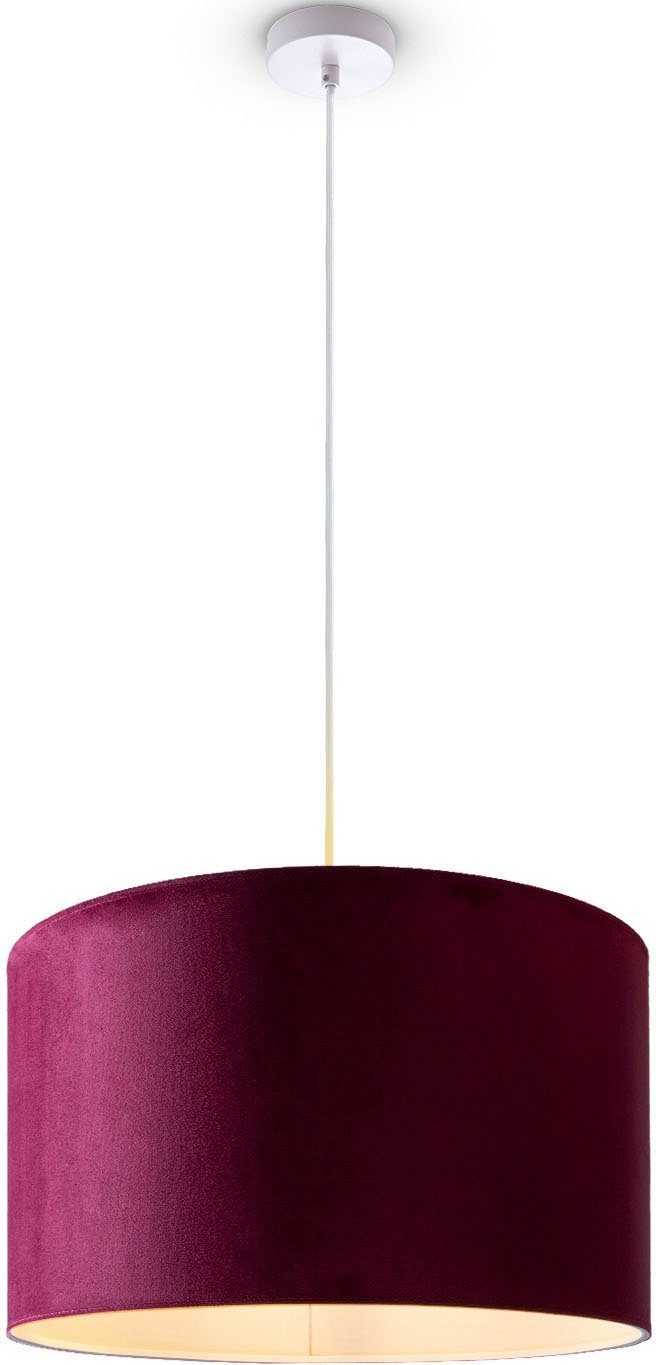 Leuchtmittel, aus Home beere Deko Lampenschirm Hugo Wohnzimmer E27 Velour uni Kabel Unifarben Pendelleuchte Color, 1,5m ohne Paco