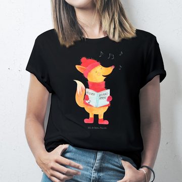Mr. & Mrs. Panda T-Shirt Fuchs Sänger - Schwarz - Geschenk, Heiligabend, Nachthemd, Geburstag, (1-tlg)