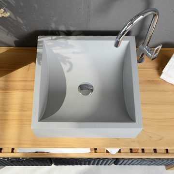 wohnfreuden Aufsatzwaschbecken Terrazzo Waschbecken THERA 42 cm grau (Kein Set), 4_125813