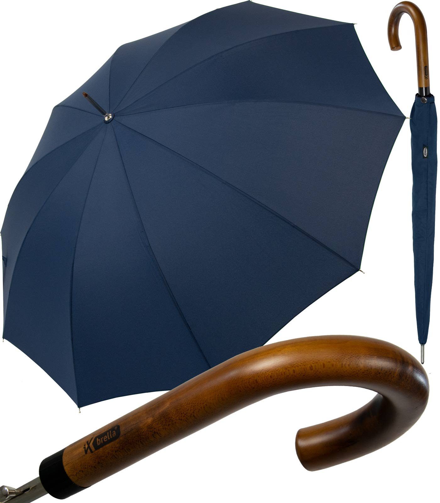 iX-brella Langregenschirm High Quality Herren-Schirm mit Automatik und Echth, klassisch-edel dunkelblau