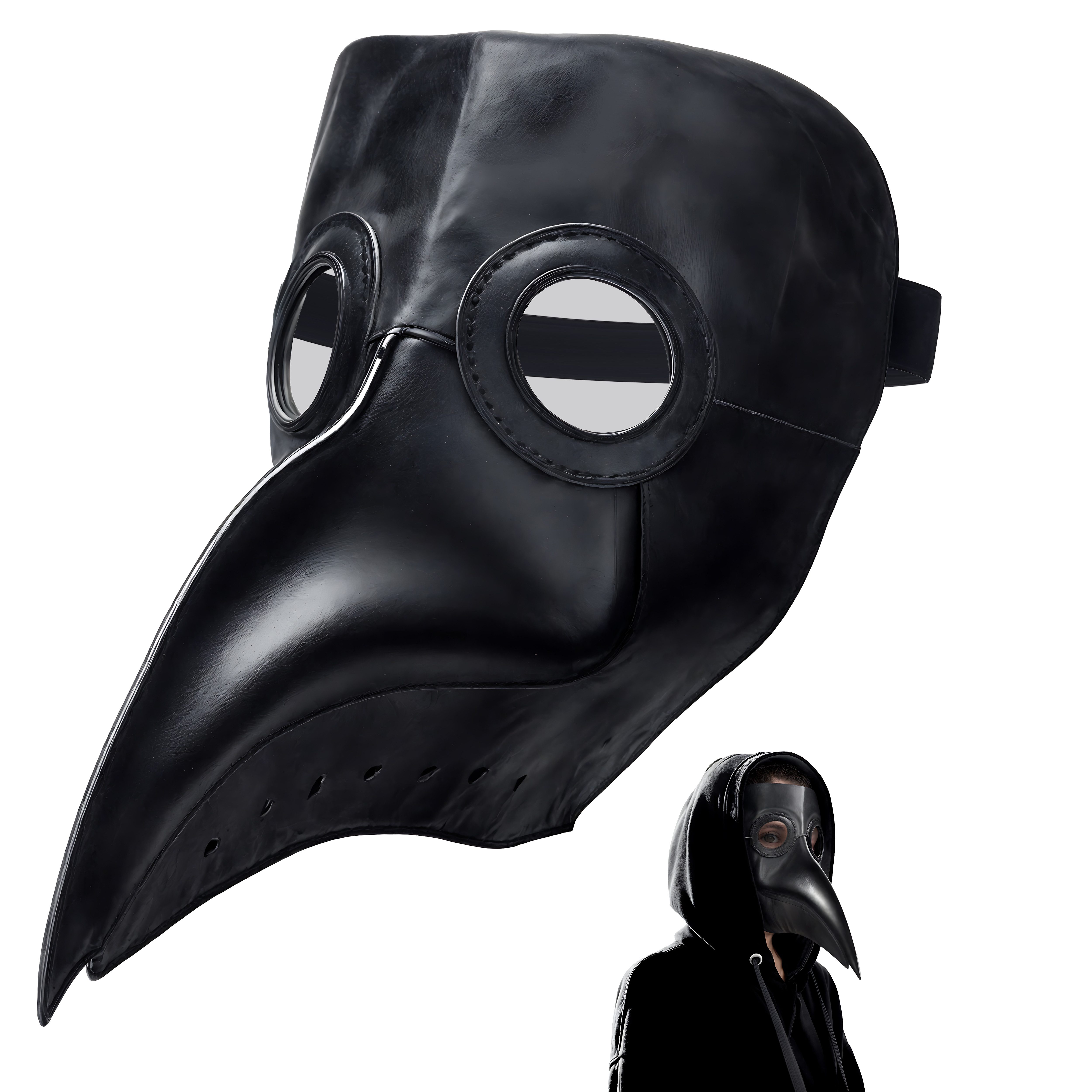Goods+Gadgets Kostüm Pest-Doktor Schnabel Rabenmaske, Cosplay Steampunk Seuchen-Doktor (Einzeln: Schnabelmaske)
