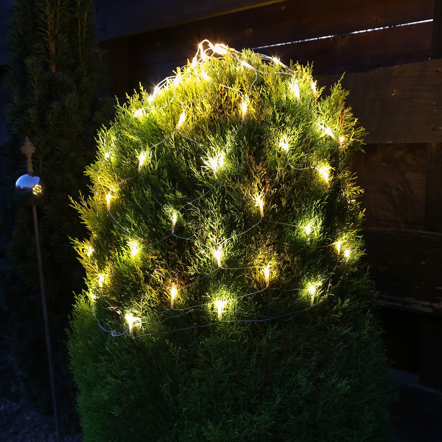 MARELIDA LED-Lichternetz LED Lichternetz Flash-Effekt für Buchsbaum Kugelnetz Außen 50cm, 80-flammig