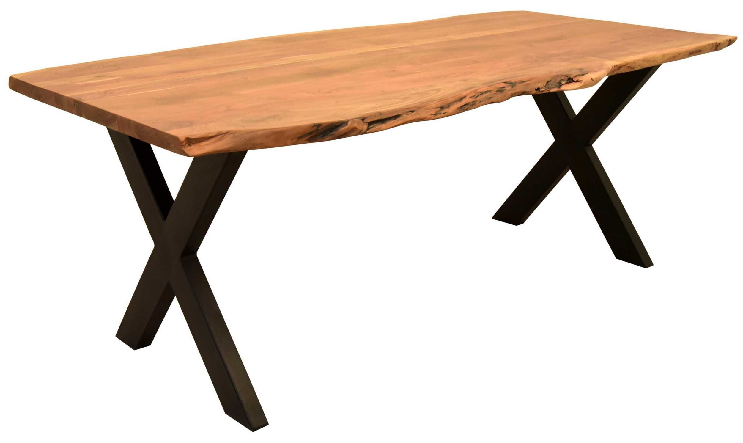 Starhome Esstisch Baumkantentisch Ancona Akazie massiv X-Gestell 160x90cm
