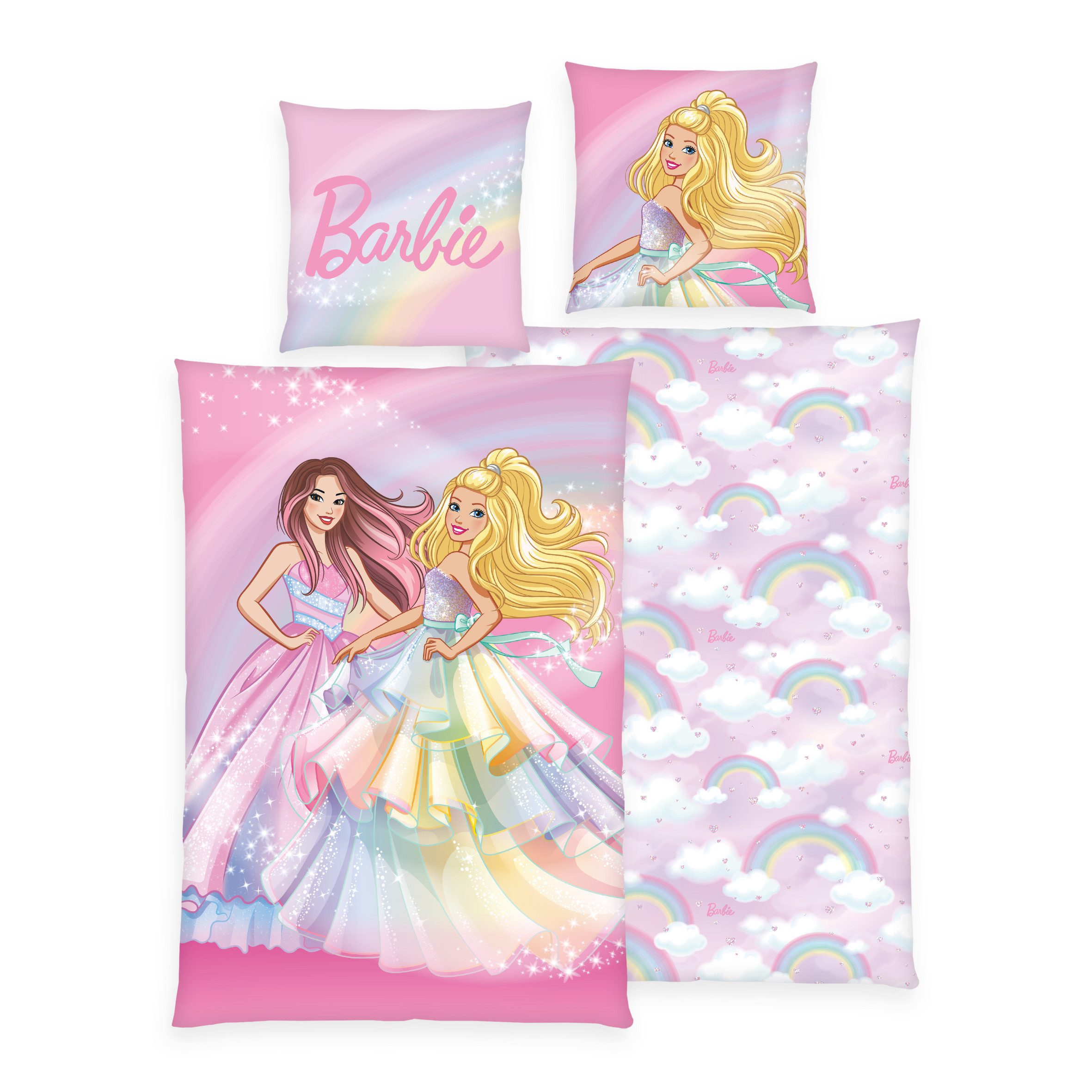 Barbie Kinderbettwäsche - ‘Rainbow’, 100% Baumwolle