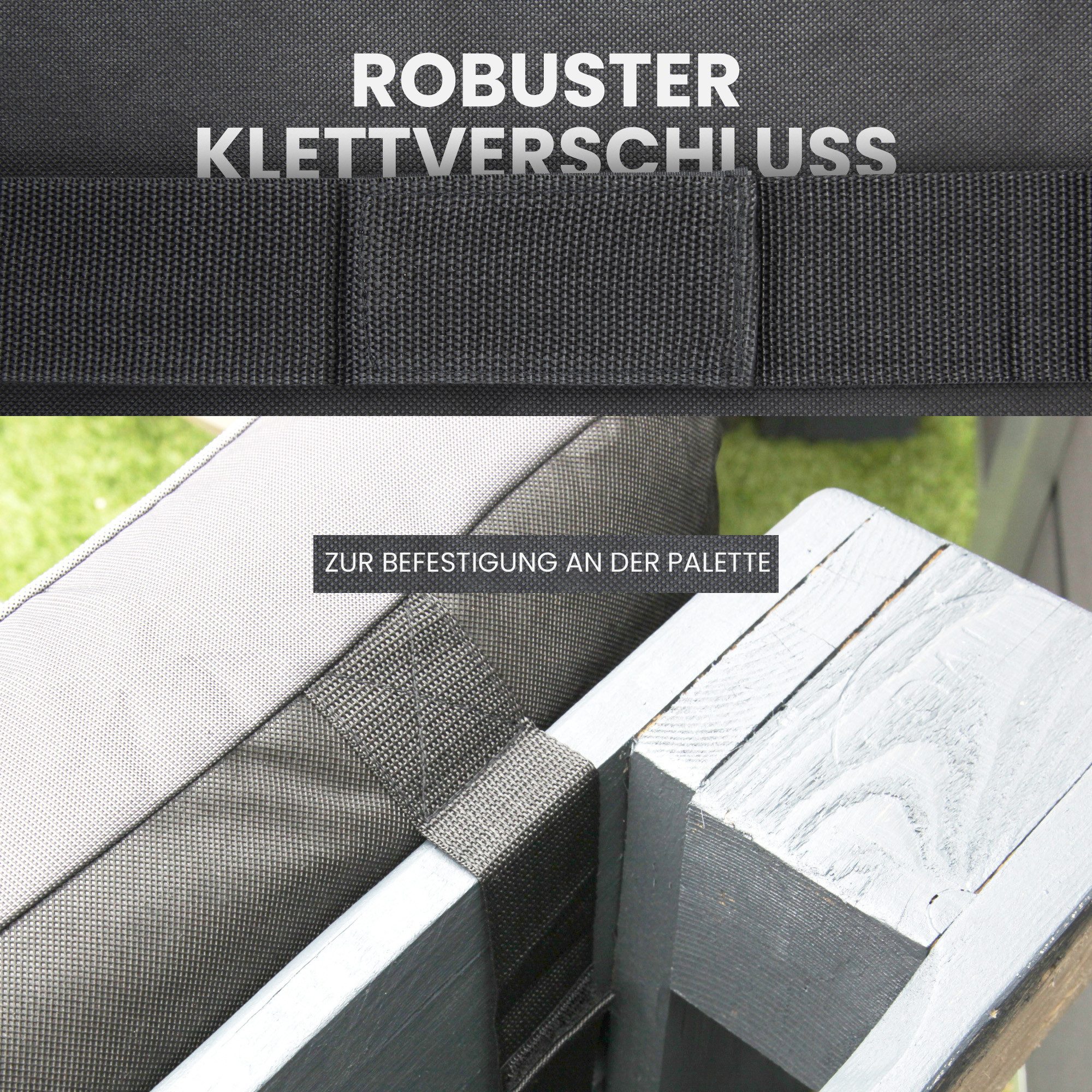 Arsvita Palettenkissen Set 2-teilig (Sitzkissen 120x80cm, Rückenkissen 120x40cm), luftgepolstert, wasserabweisend, kompakt verstaubar, Bezug waschbar