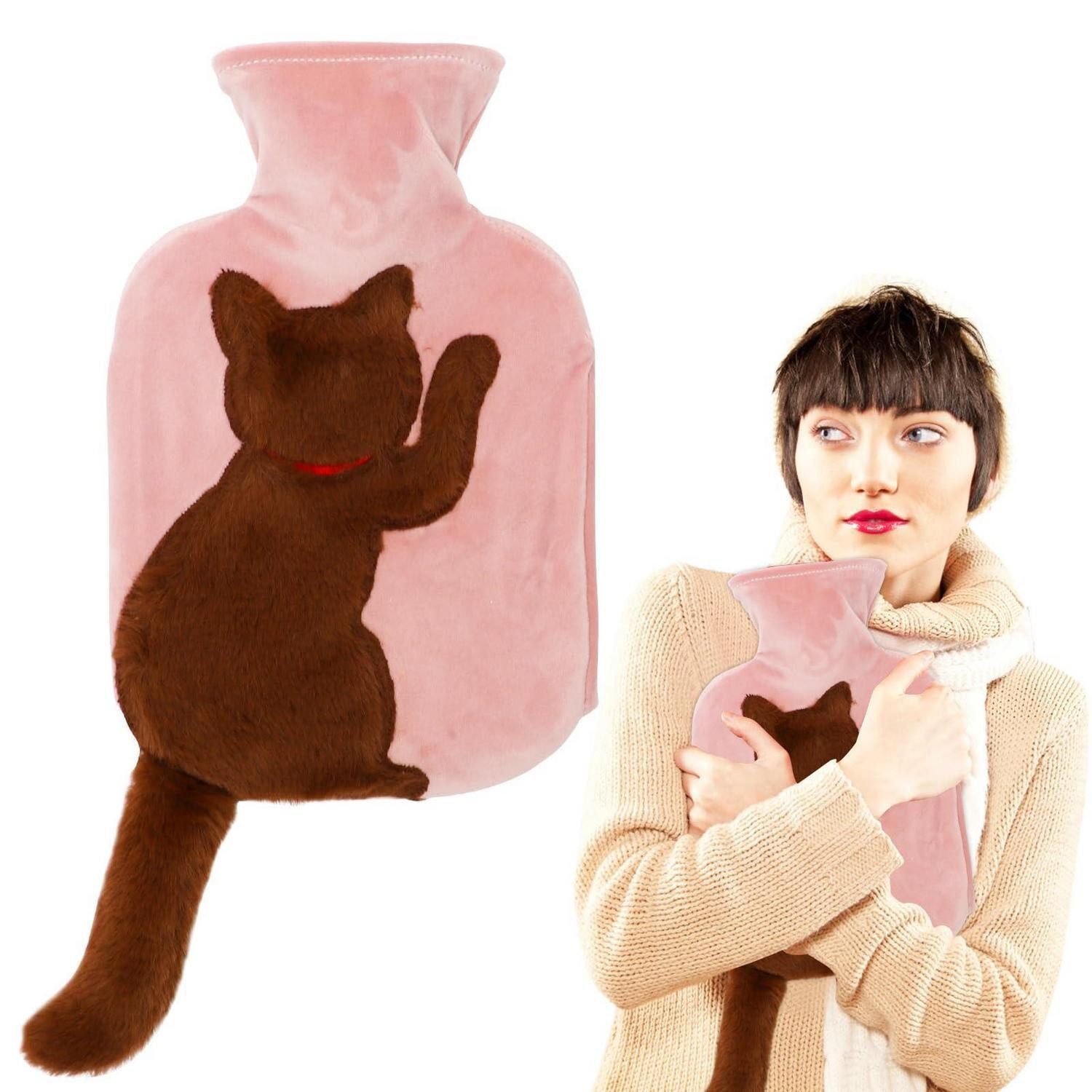 LuxusKollektion Wärmflasche Wärmflasche Katze mit Bezug