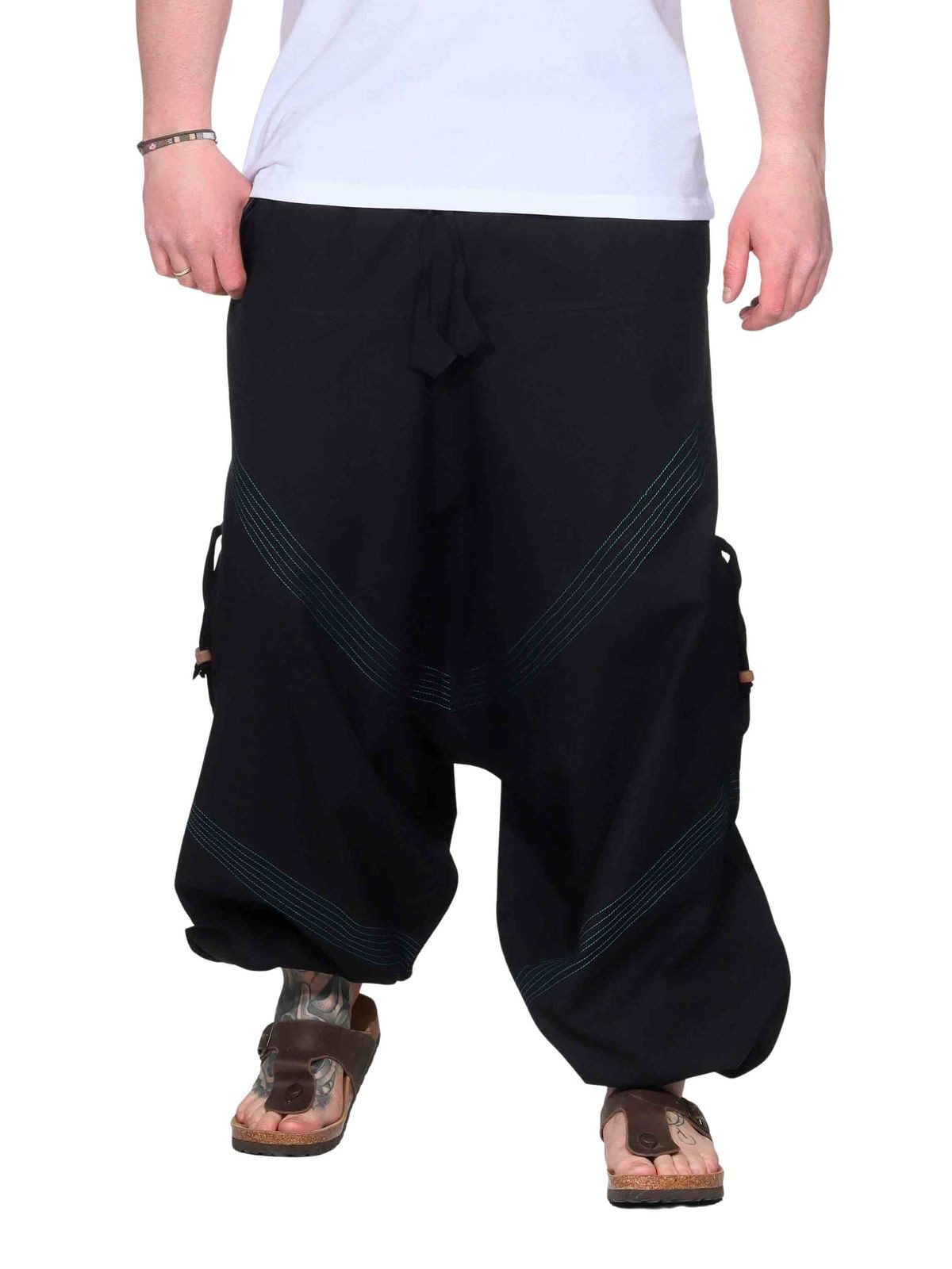 KUNST UND MAGIE Haremshose Haremshose Herren Unisex Baumwolle – Goa Hose mit Taschen Aladinhose