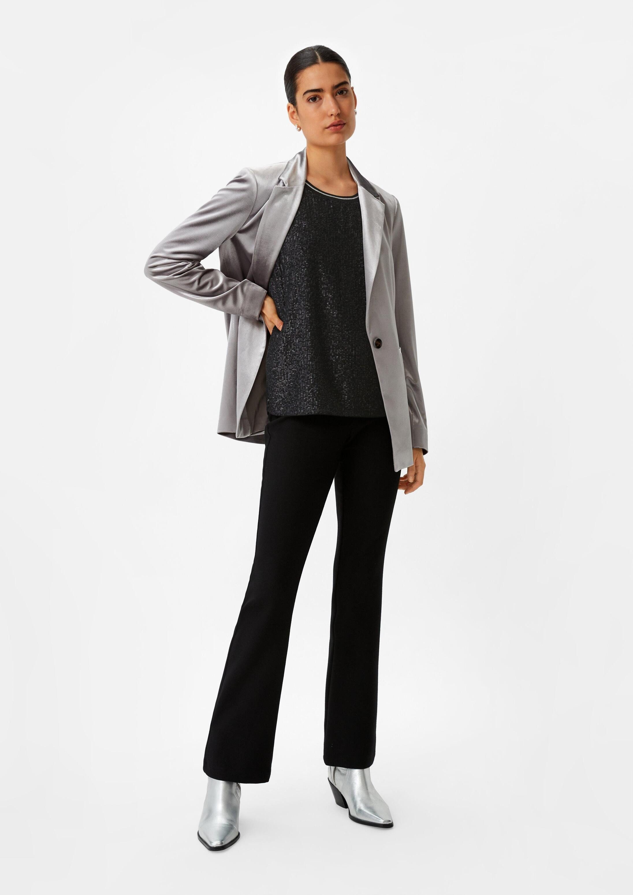 comma Blusentop Bluse Blusentop mit Pailletten