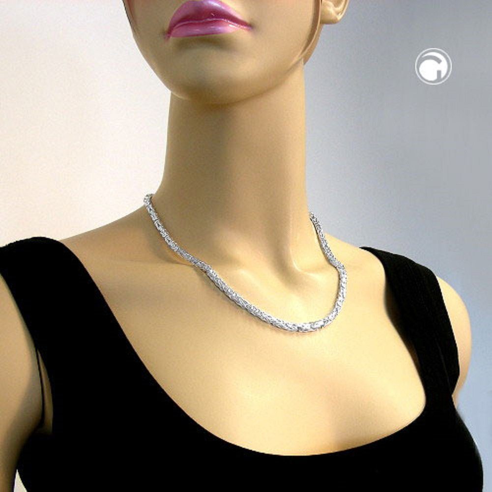 unbespielt Silberkette Halskette 4 mm für Silberschmuck und 925 60 Damen vierkant Herren glänzend cm, Silber Königskette