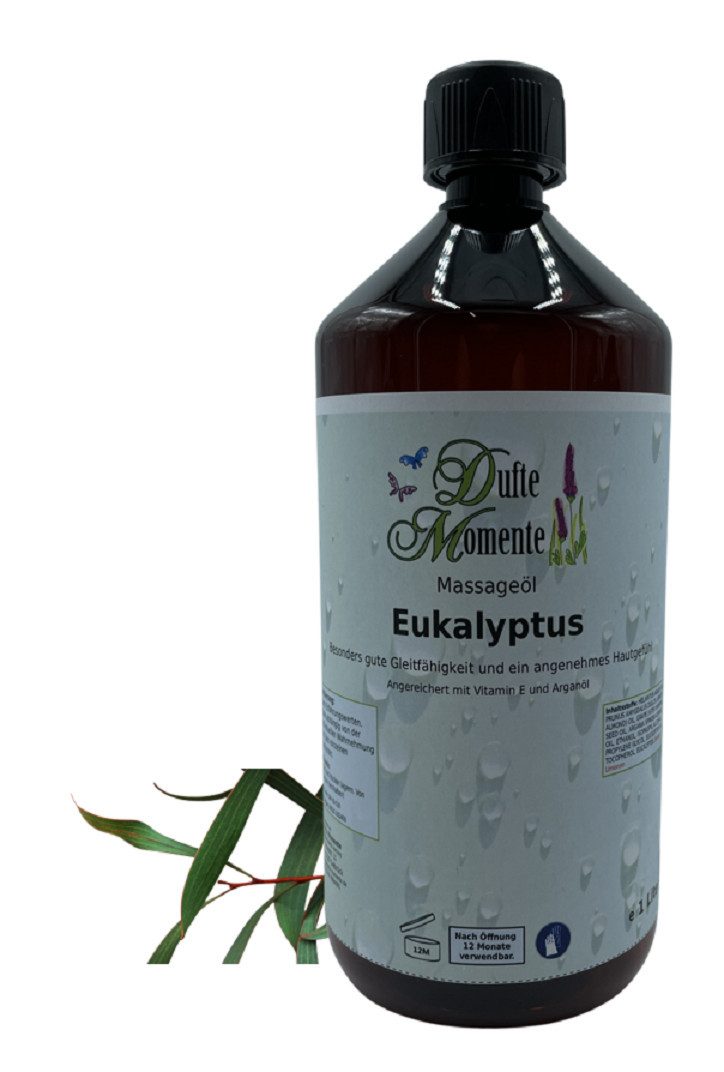 Dufte Momente Massageöl Eukalyptus 250ml - 3 L, hochwertige Pflanzenöle als Basis, vegan und ohne Tierversuche