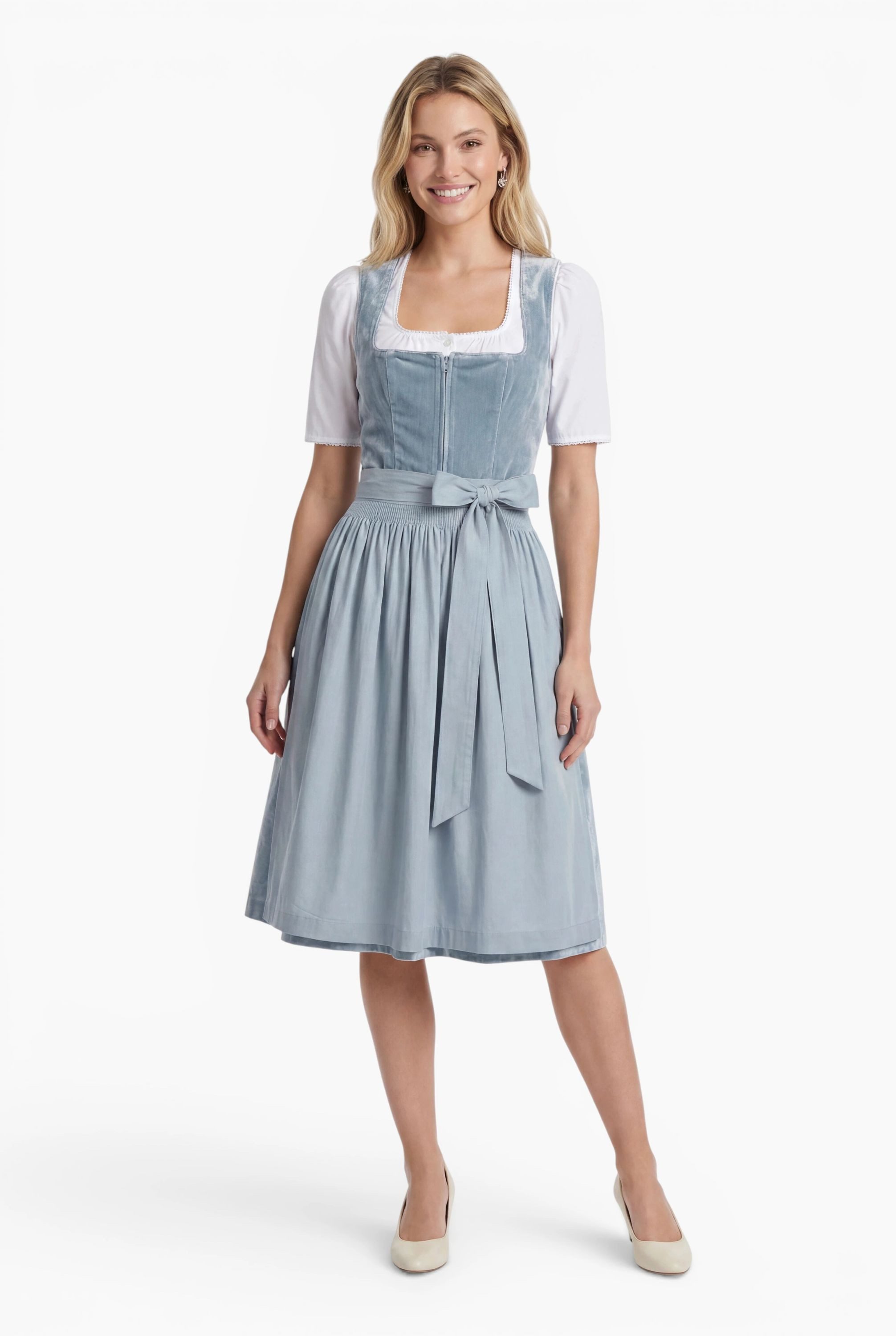 Nübler Dirndl Minidirndl Korinna in Hellblau - Rocklänge 60 cm