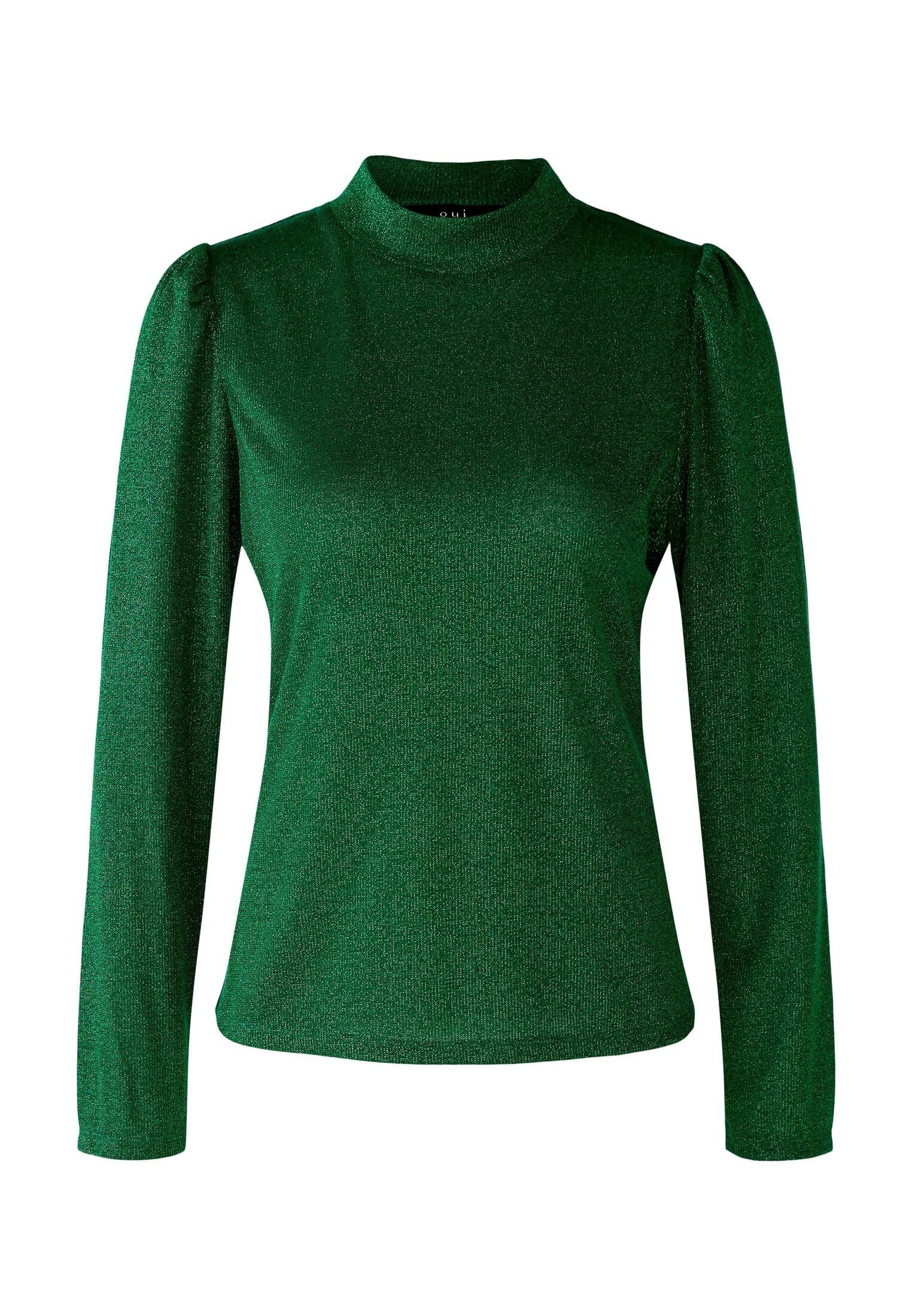 Oui Langarmshirt Langarmshirt mit glitzerndem Glanzgarn green | Shirts