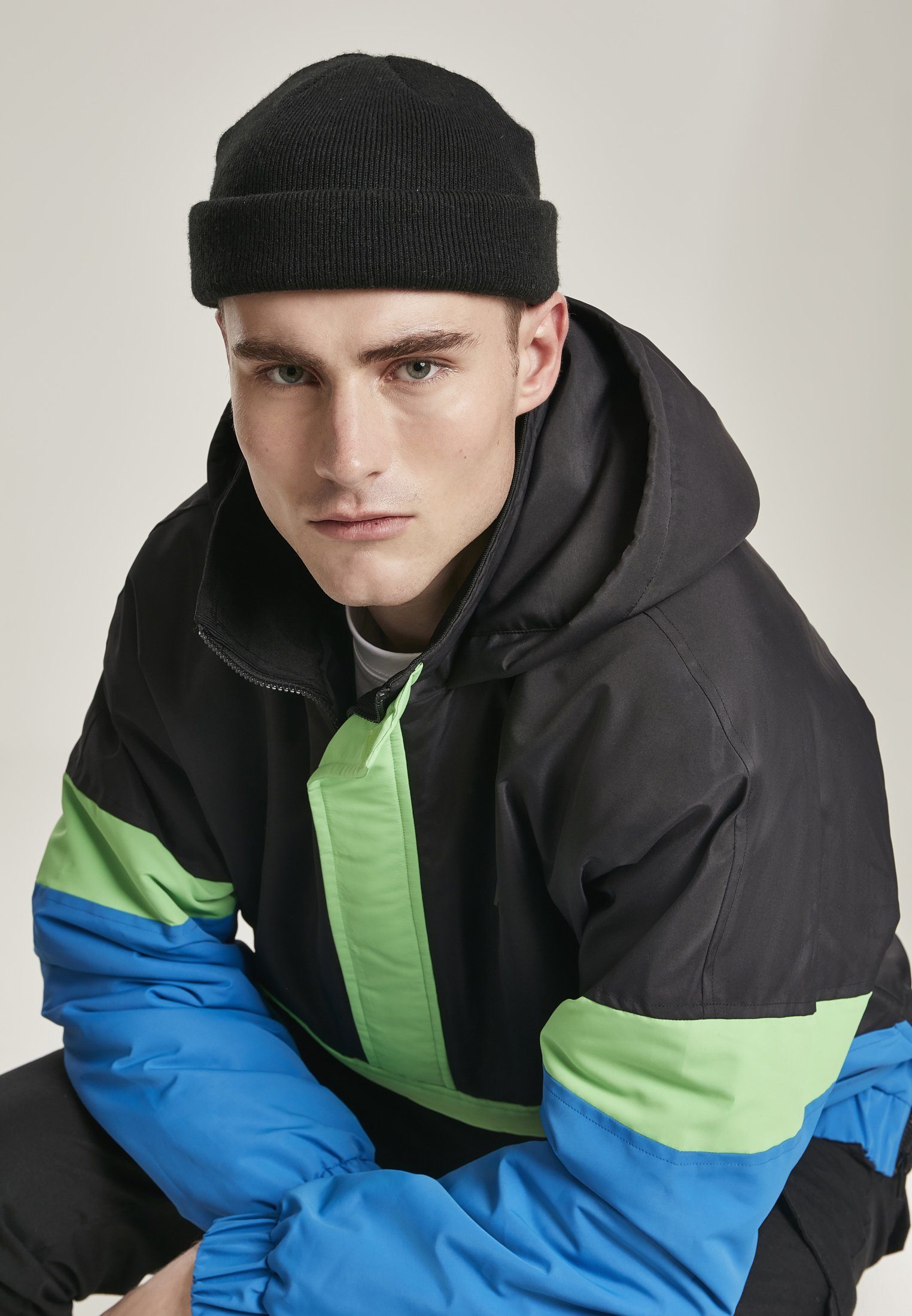 URBAN CLASSICS Outdoorjacke Herren 3-Tone Over (1-St) Mix Jacket Pull Neon black/cobaltblue