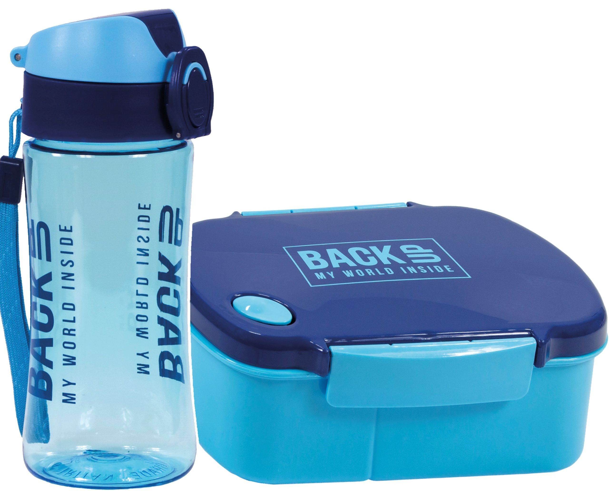 Festivalartikel Lunchbox FRÜHSTÜCKSSET Trinkflasche 400ml + Lunchbox BackUP BPA-FREI, Blau