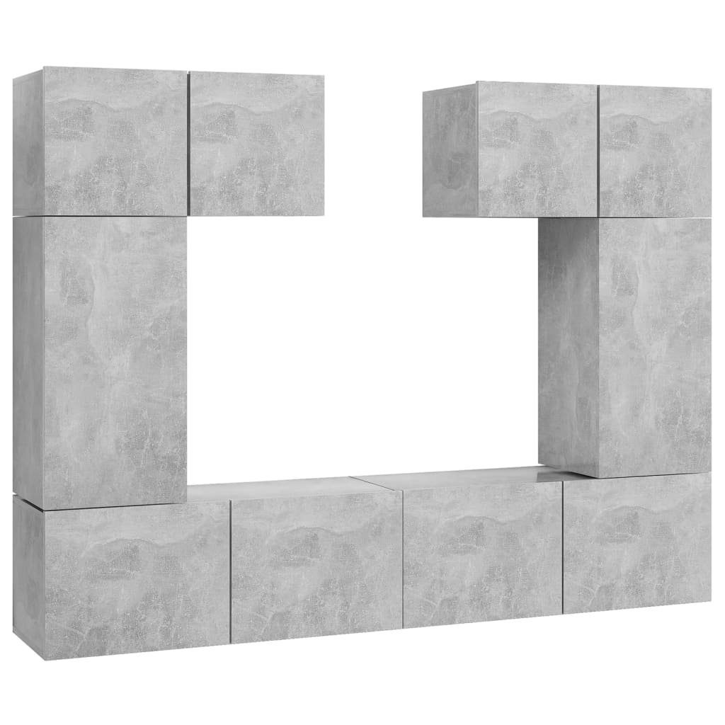 vidaXL TV-Schrank 6-tlg. Betongrau (6-St) TV-Schrank-Set Holzwerkstoff