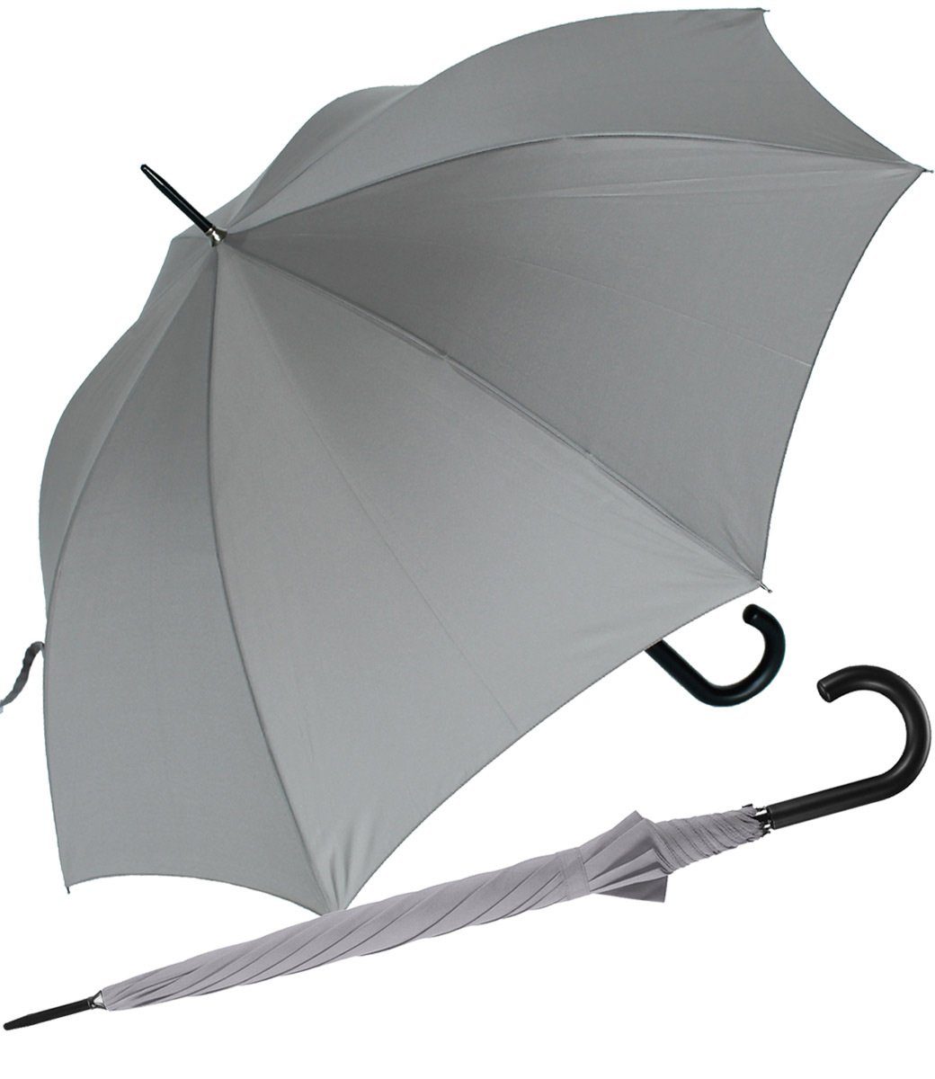 modischen für Regenschirm in Auf-Automatik, Farben Langregenschirm mit großer grau und RS-Versand stabiler Herren Damen vielen