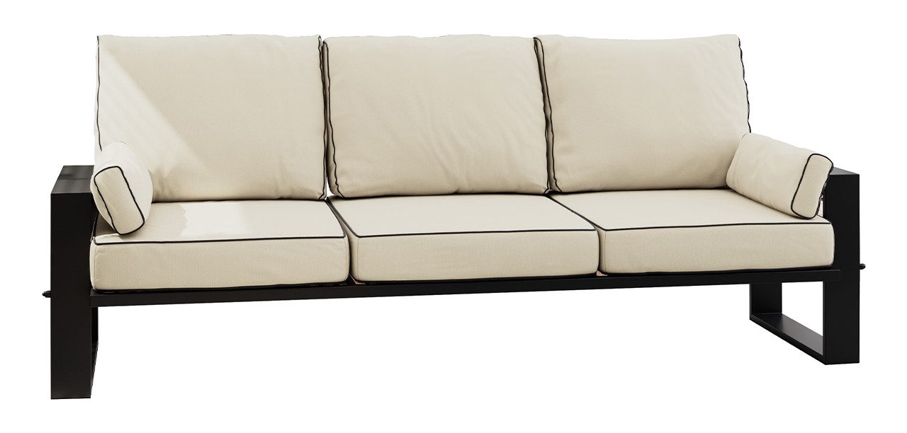 MKS MÖBEL Sofa ELBA, Wellenfeder, Metallbeinen, T30-Schaum, Outdoor Sofa, Terrasse, Outdoor Gartensofa, 3-Personen, Metallrahmen, Wetterfest
