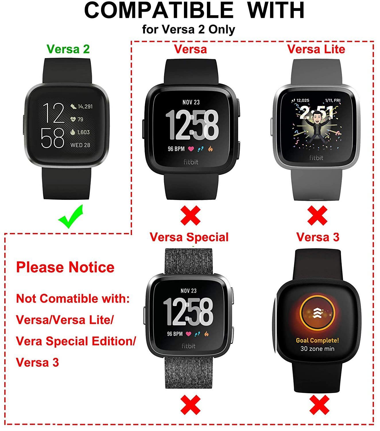 Versa/Versa kompatibel mit Ladegerät (nicht Lite) Versa Vaxiuja Fitbit Stromkabel für 2