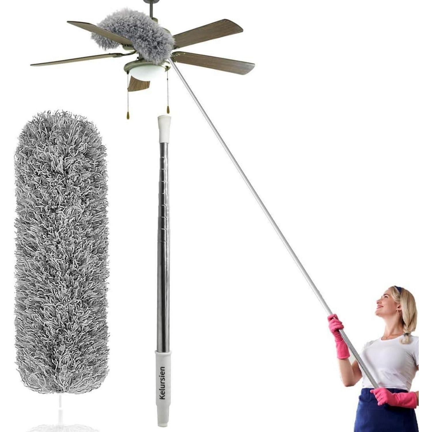 LuxusKollektion Staubwedel Staubwedel Teleskop Ausziehbar 254cm Waschbar Mikrofasern Grau (1-St)
