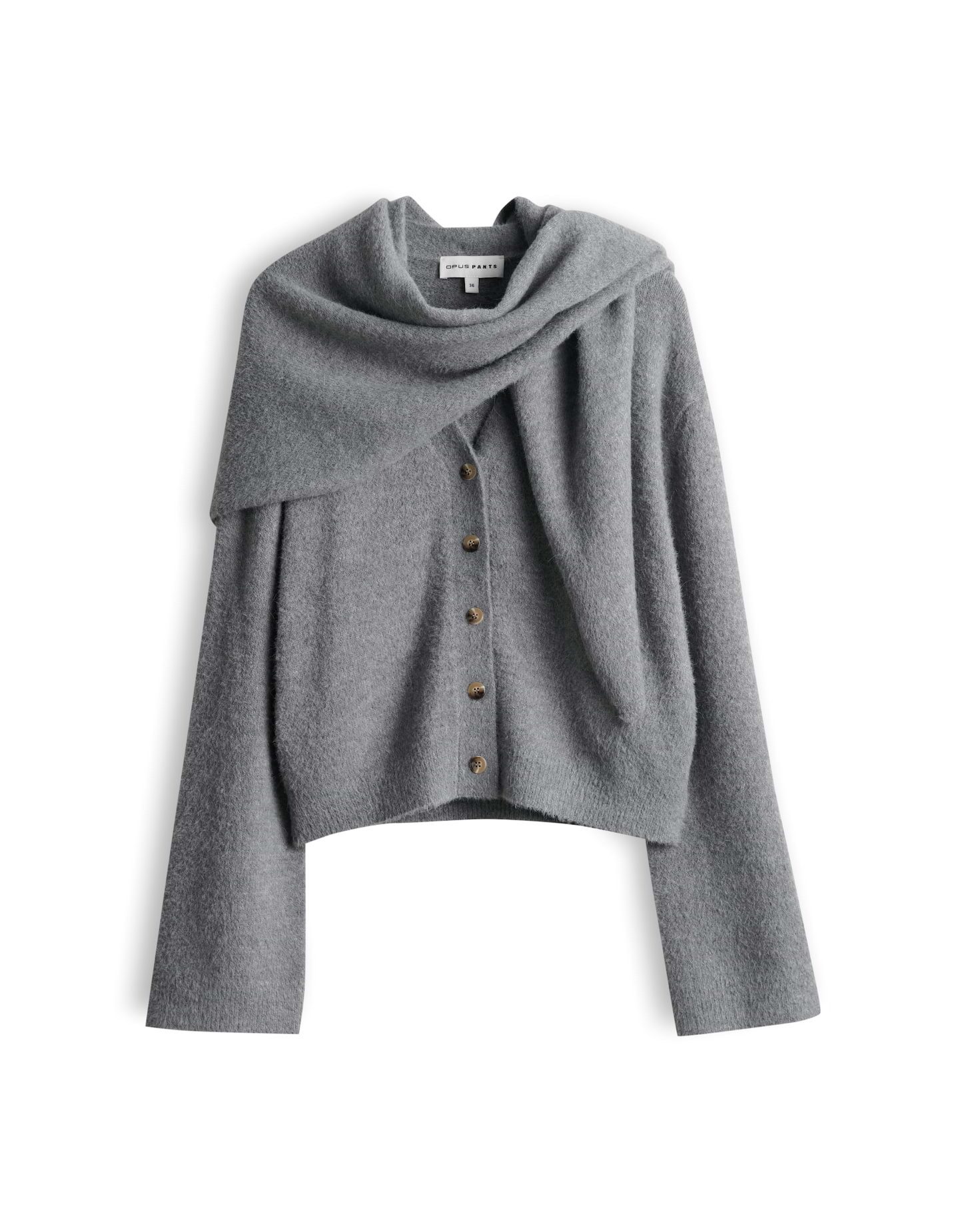 OPUS PANTS Strickjacke Pina aus Nylon mit flauschiger Oberfläche Gerade Silhouette mit abnehmbarem Schal und flauschiger Haptik – Bild 2 von 5