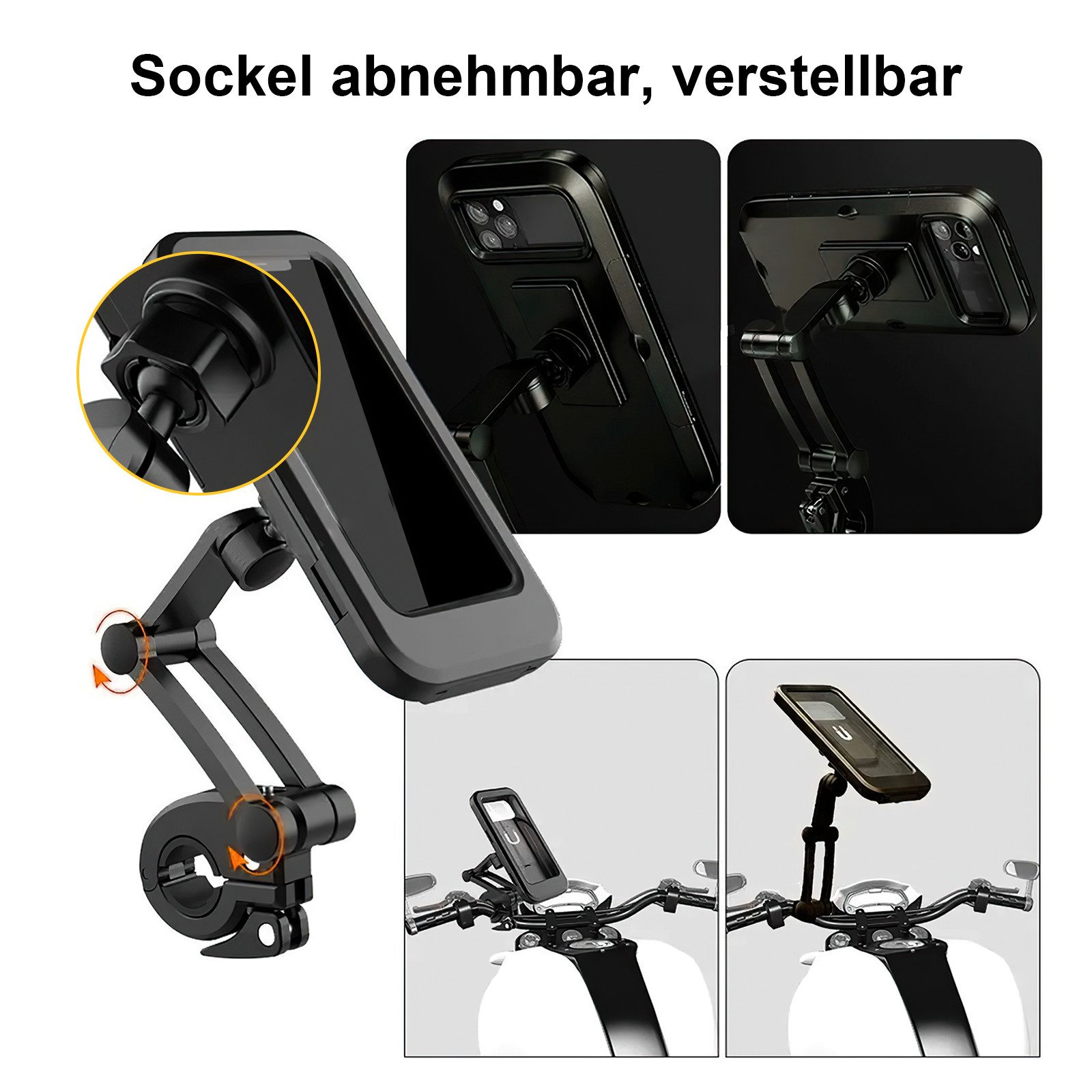 MOPUEA Smartphone-Halterung Wasserdicht Handyhalterung Handyhalter Fahrrad Lenkertasche Halter, (bis 6,4 Zoll, 1-tlg., 360° Drehbarem Fahrradhalterung Handy Halterung Fahrradlenker Tasche, Fahrradtasche mit Regenhaube für 6,4 Zoll Smartphone GPS)