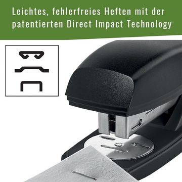 LEITZ Lochstanzer Recycle Heftgerät, Tacker, 100% recycelbar, 180° aufklappbar, fehlerfreies Heften