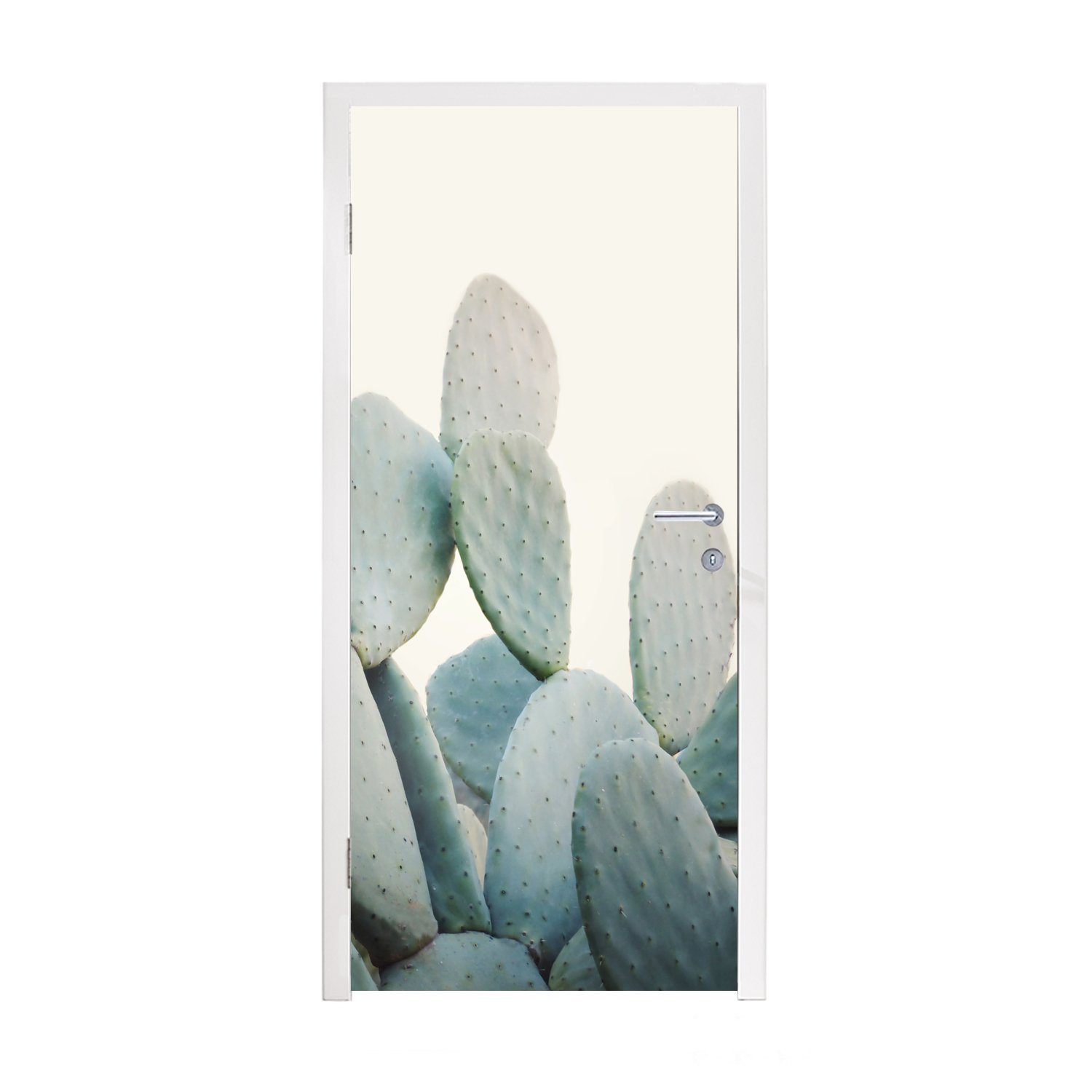 Türtapete cm Fototapete MuchoWow - Grün Natur, Türaufkleber, Matt, bedruckt, Kaktus für (1 St), Tür, 75x205 - - Pflanze