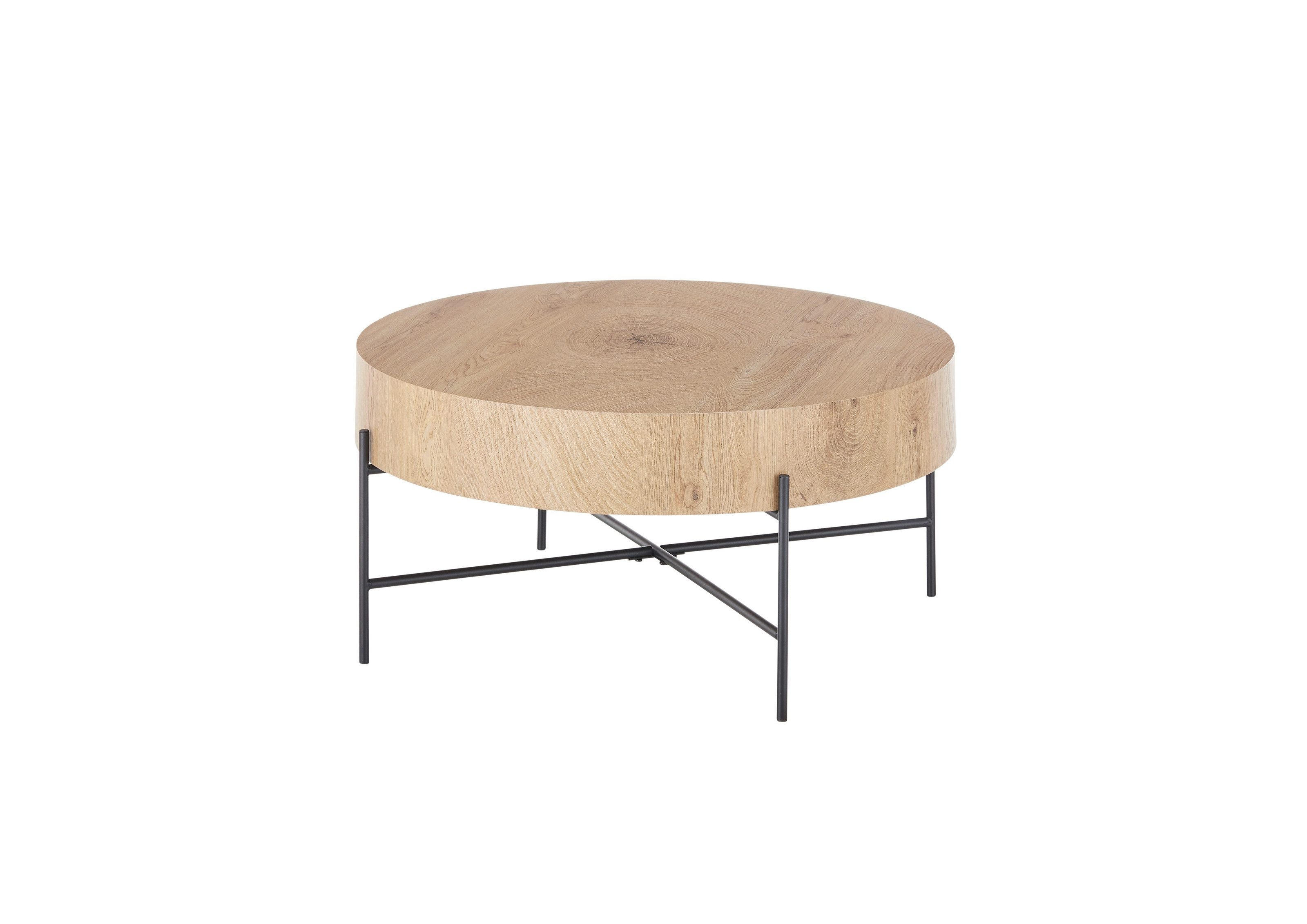 freiraum Couchtisch MANACOR, in Eiche Dekor, Holzwerkstoff / Metall - 37x80cm (HxD)