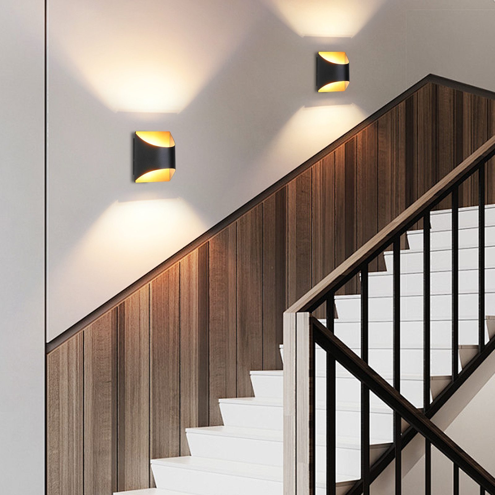 Nettlife Wandleuchte Wandleuchte Innen Schwarz Gold G9, LED wechselbar, Ker günstig online kaufen