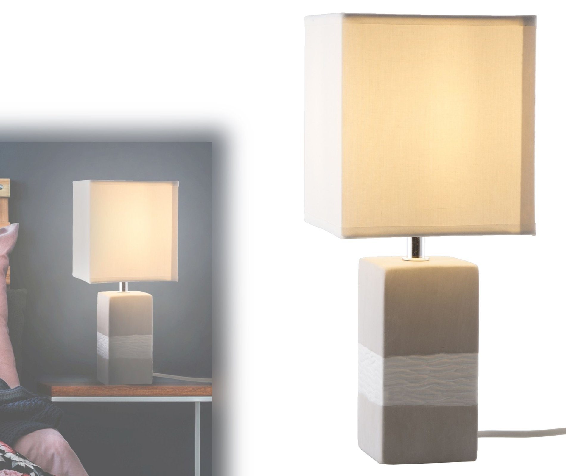bmf-versand Tischleuchte Nino Leuchten Tischlampe Wohnzimmer Tischleuchte Schlafzimmer grau