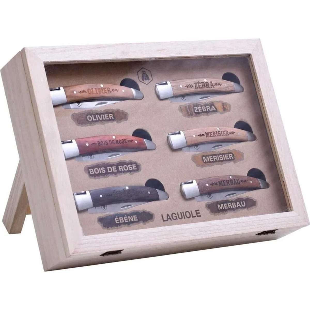 LAGUIOLE Messer-Set Laguiole Messer-Set 6tlg. klappbar mit Holzgriff