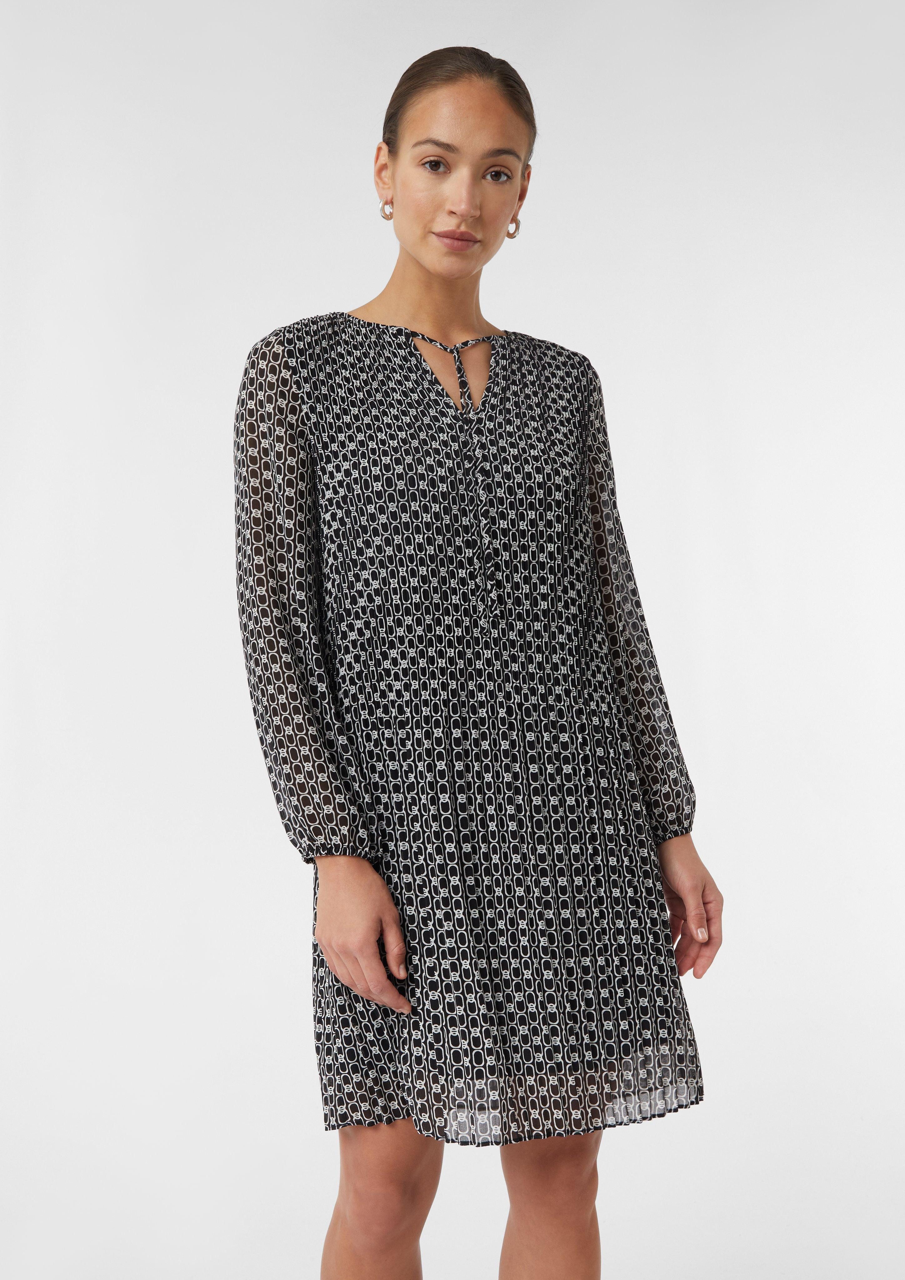 Comma Minikleid Plissiertes Chiffonkleid mit All-over-Print günstig online kaufen