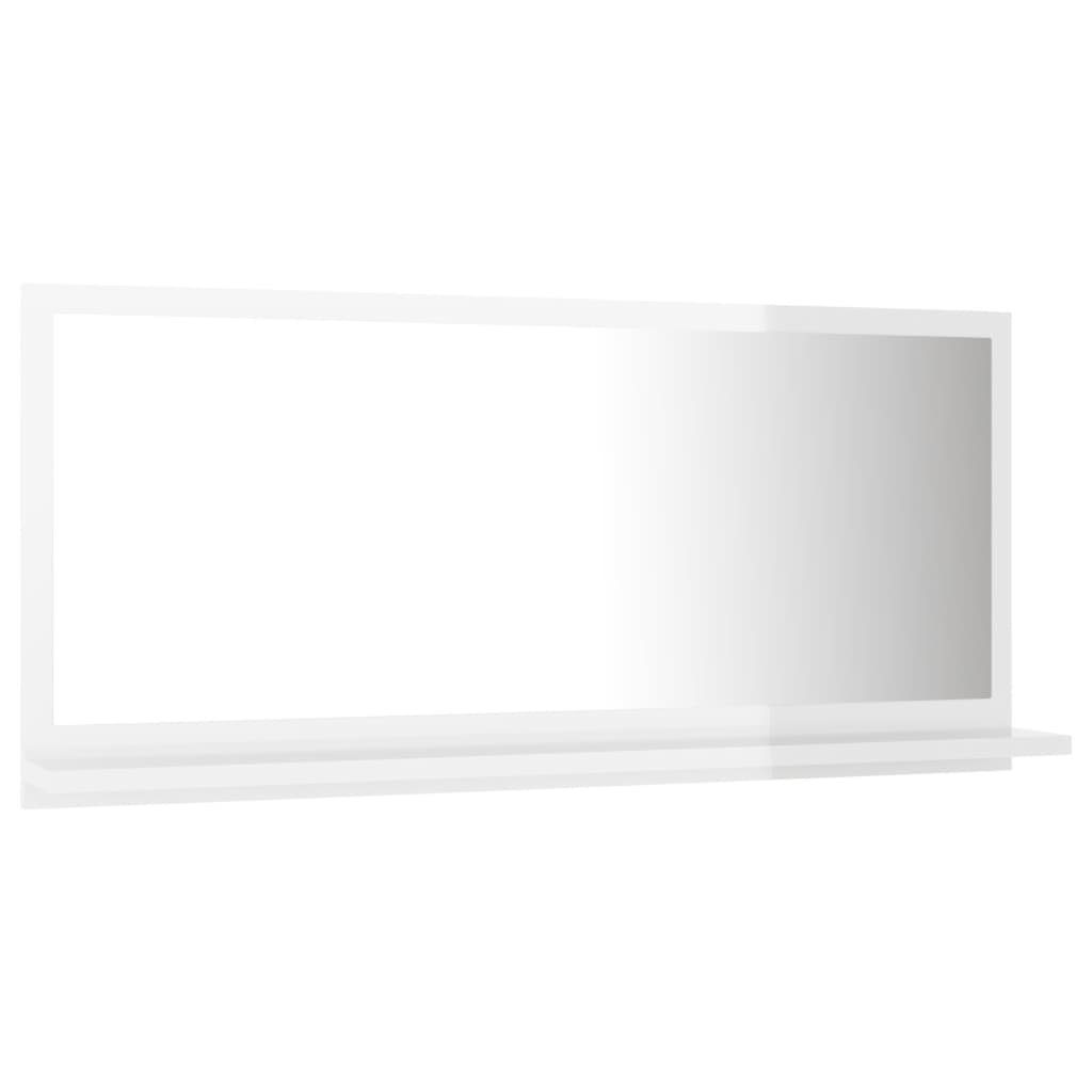 vidaXL Badezimmerspiegelschrank Badspiegel 80x10,5x37 (1-St) Holzwerkstoff cm Hochglanz-Weiß