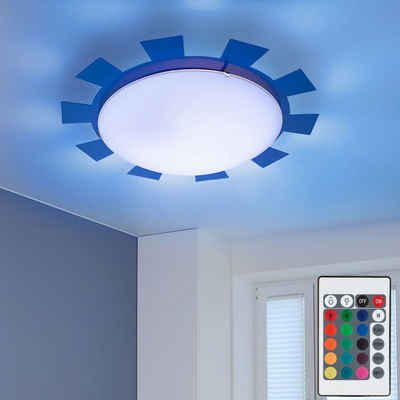 etc-shop Dekolicht, Leuchtmittel inklusive, Warmweiß, Farbwechsel, Kinderleuchte Deckenleuchte Wandlampe RGB LED Fernbedienung blau weiß