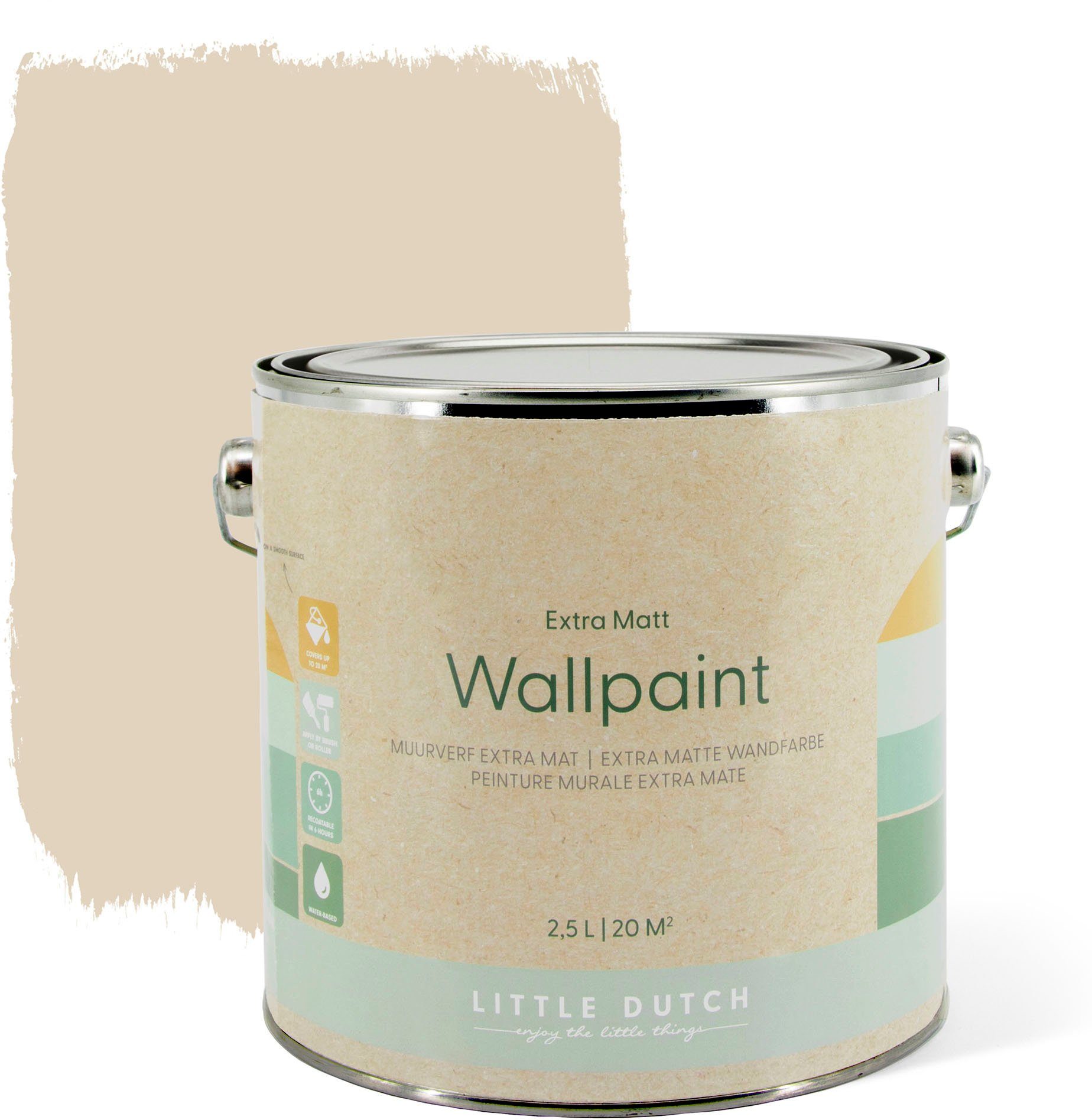 matt, DUTCH waschbeständig, für Faded extra Wandfarbe Wallpaint, LITTLE Kinderzimmer geeignet und Beige hochdeckend
