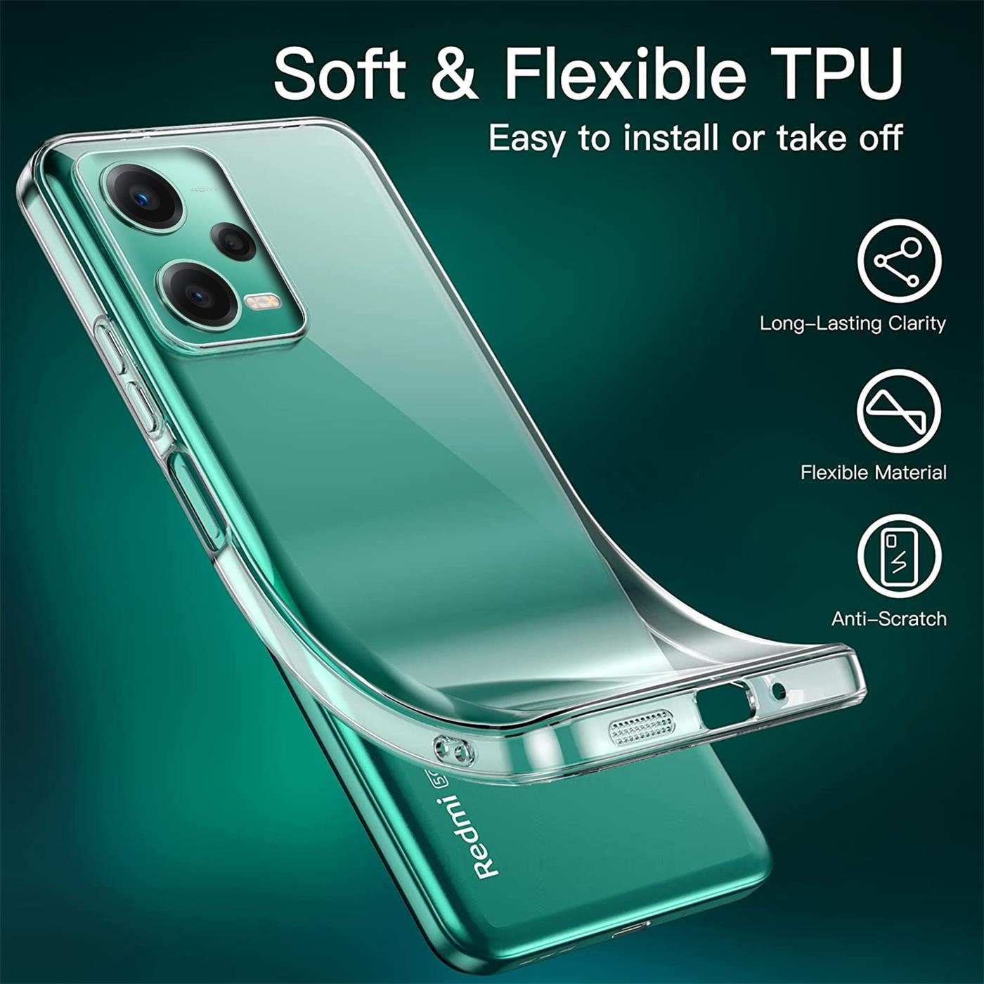CoolGadget Handyhülle Transparent Ultra Slim Case für Xiaomi Poco X5 5G 6,67 Zoll, Silikon Hülle Dünne Schutzhülle für Poco X5 5G Hülle