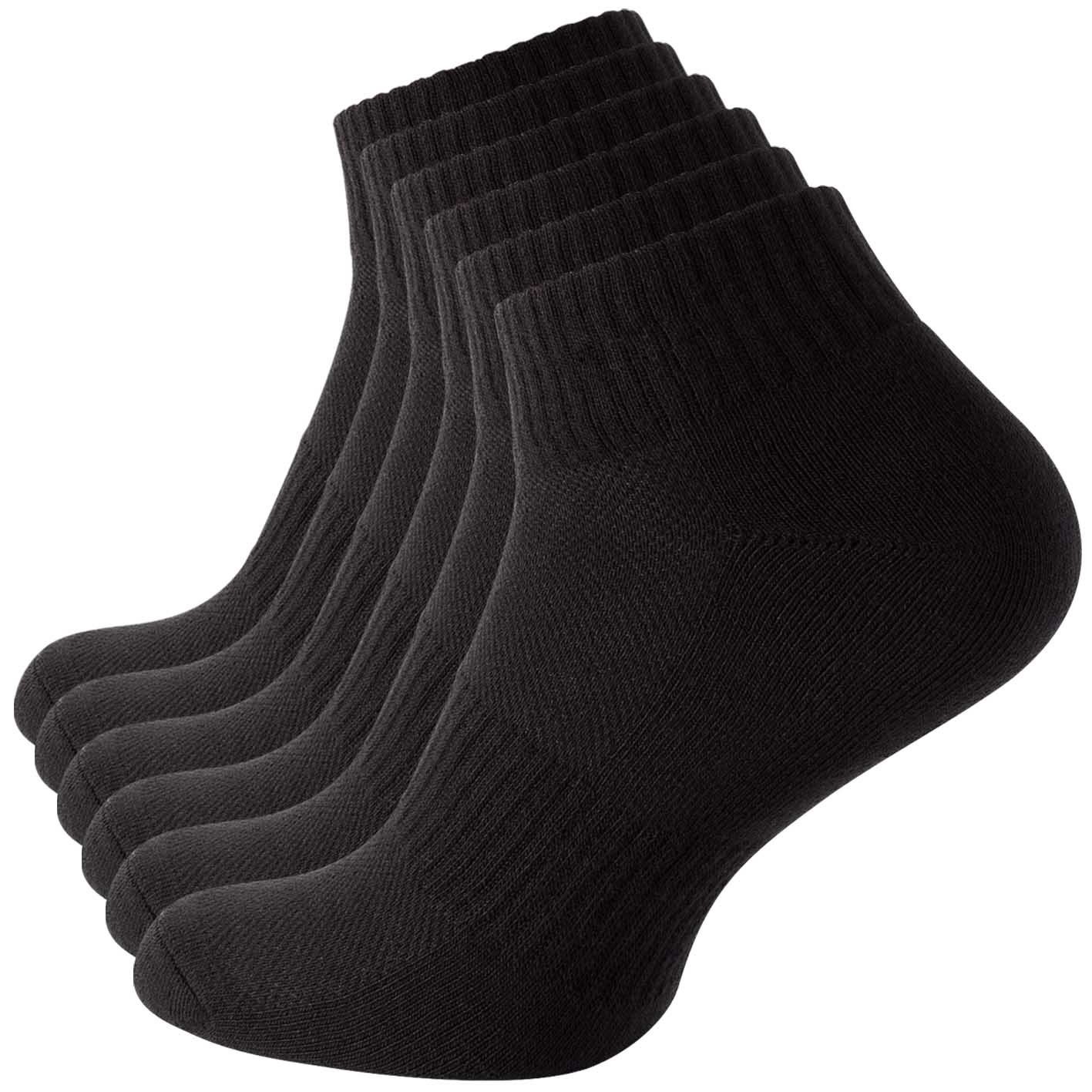 Stark Soul® Sportsocken Quarter Socken-Sportsocken mit Mesh-Strick und Frotteesole 6 Paar Schwarz